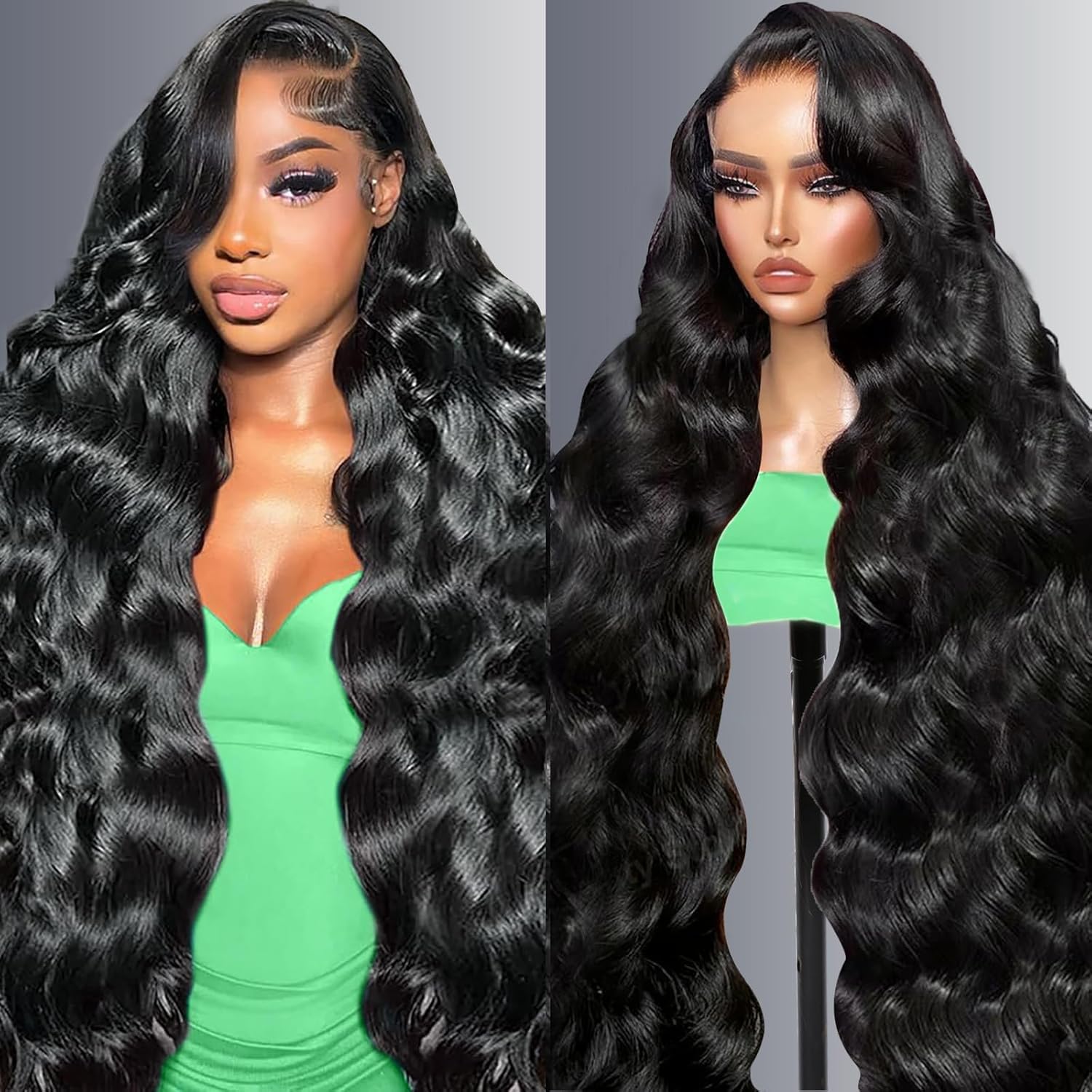 LEHOO 13x6 Body Wave Lace Front Wigs Human Hair Pre Plucked 220% Density Thick Real Virgin Invisible Hairline Tiny Knots HD Lace Frontal Wigs 3X Longer Lifespan 34 Inch