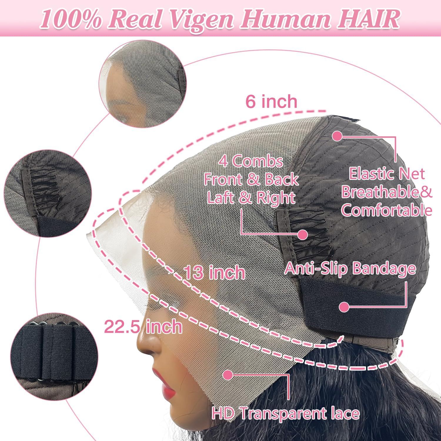 LEHOO 13x6 Body Wave Lace Front Wigs Human Hair Pre Plucked 220% Density Thick Real Virgin Invisible Hairline Tiny Knots HD Lace Frontal Wigs 3X Longer Lifespan 34 Inch