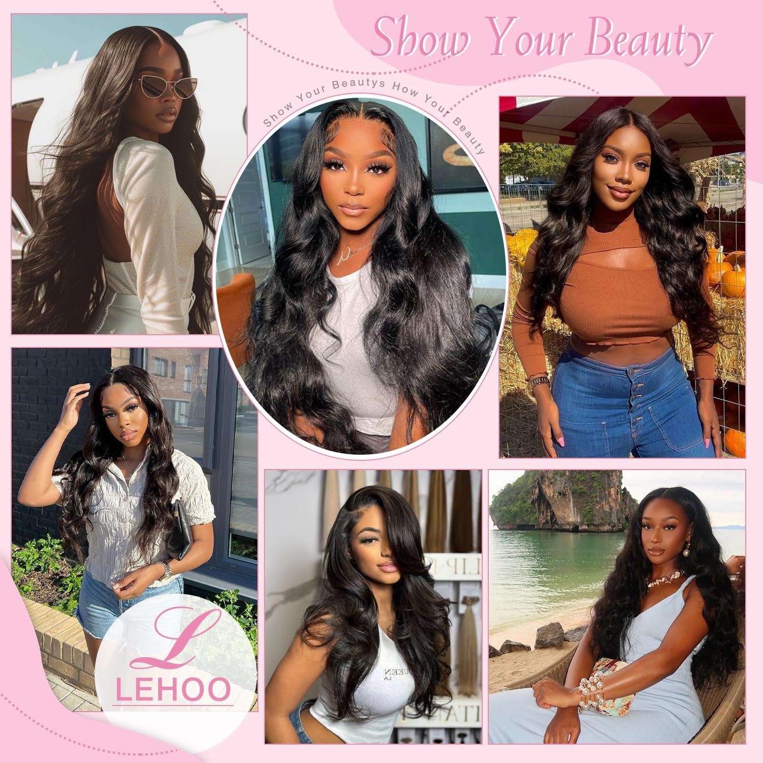 LEHOO 13x6 Body Wave Lace Front Wigs Human Hair Pre Plucked 220% Density Thick Real Virgin Invisible Hairline Tiny Knots HD Lace Frontal Wigs 3X Longer Lifespan 34 Inch