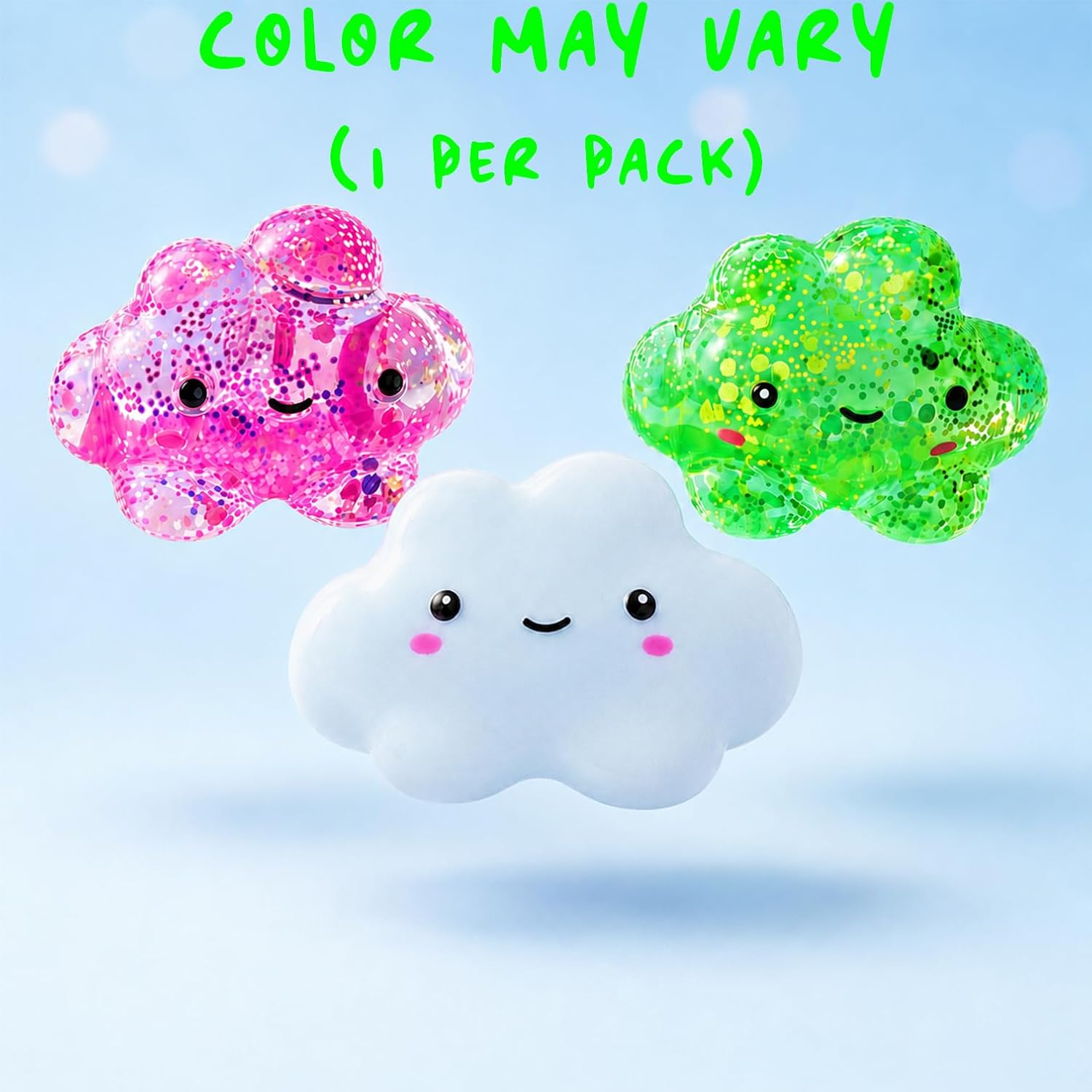 Kiedle Premium Cloud Stress Ball. Odor-Free Slow Rise Crystal Clear. Non-Toxic Cute Sensory Squishy Fidget Toy. Easy to Clean. Durable. Gift-Ready. Children Safety Certificate & ASTM Certified 3+