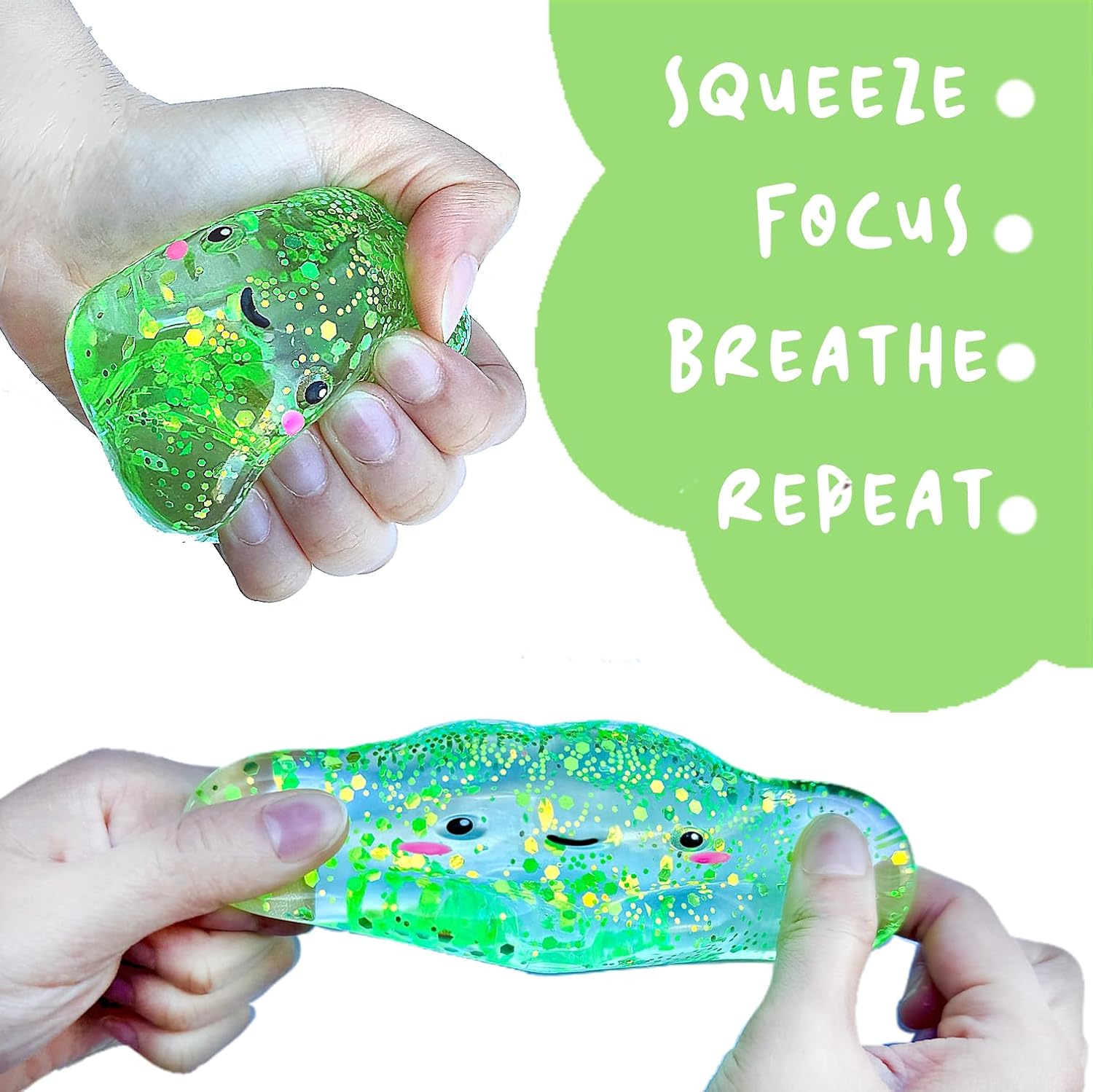 Kiedle Premium Cloud Stress Ball. Odor-Free Slow Rise Crystal Clear. Non-Toxic Cute Sensory Squishy Fidget Toy. Easy to Clean. Durable. Gift-Ready. Children Safety Certificate & ASTM Certified 3+