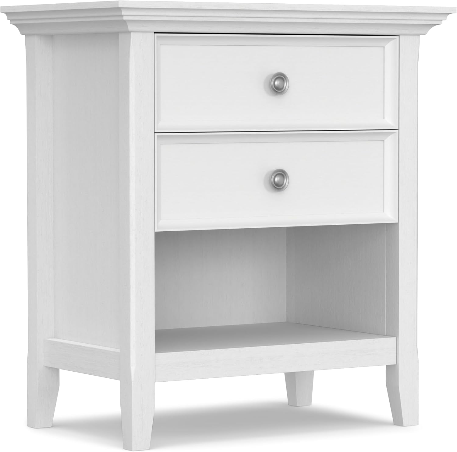 SIMPLIHOME Amherst 24 Wide Solid Wood Bedside Table in White