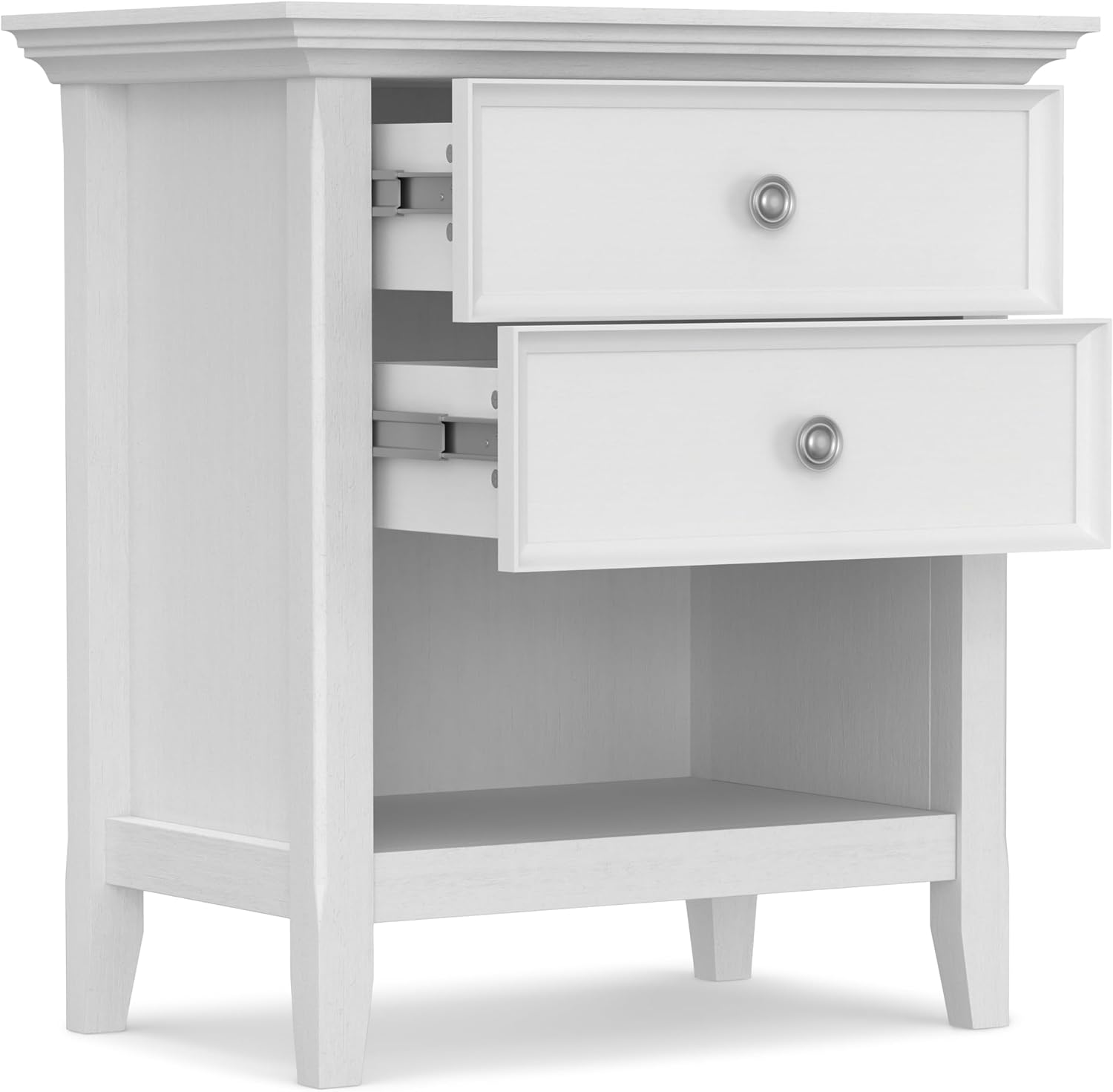 SIMPLIHOME Amherst 24 Wide Solid Wood Bedside Table in White