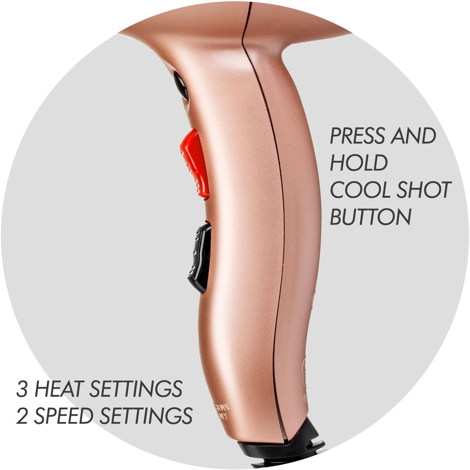 Sam Villa Lightweight & Quiet Ionic Professional Hair Dryer With Variable Speed & Temperature. Rose Gold