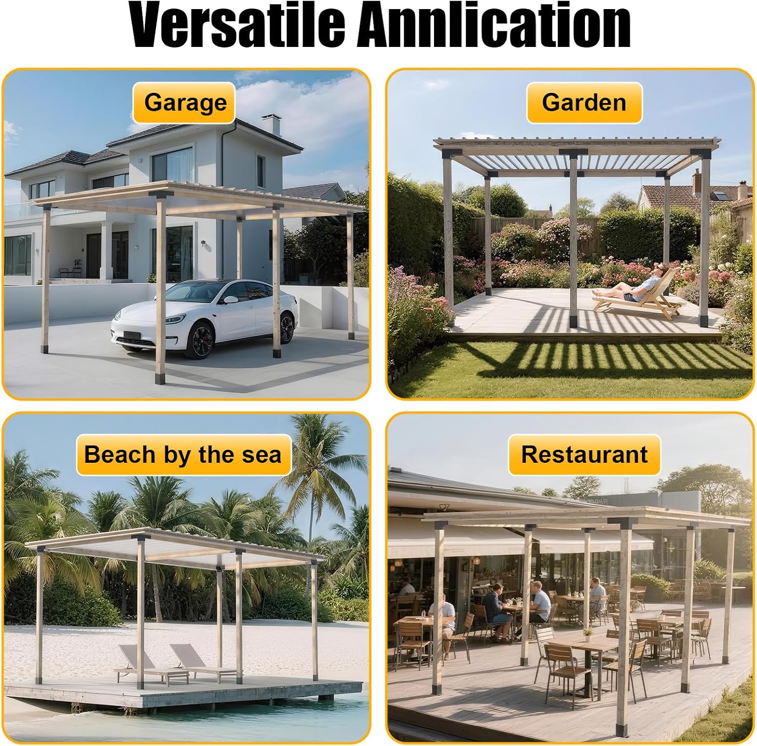 Pergola Bracket kit for 4x 4 (Inner 3.5 X 3.5) Lumber (12 pc) | Heavy Duty 13-Gauge Steel.DIY Pergola Hardware Kit with 3-Way & 4-Way Corner Bracket for Gazebo.Gardens.Pergolas