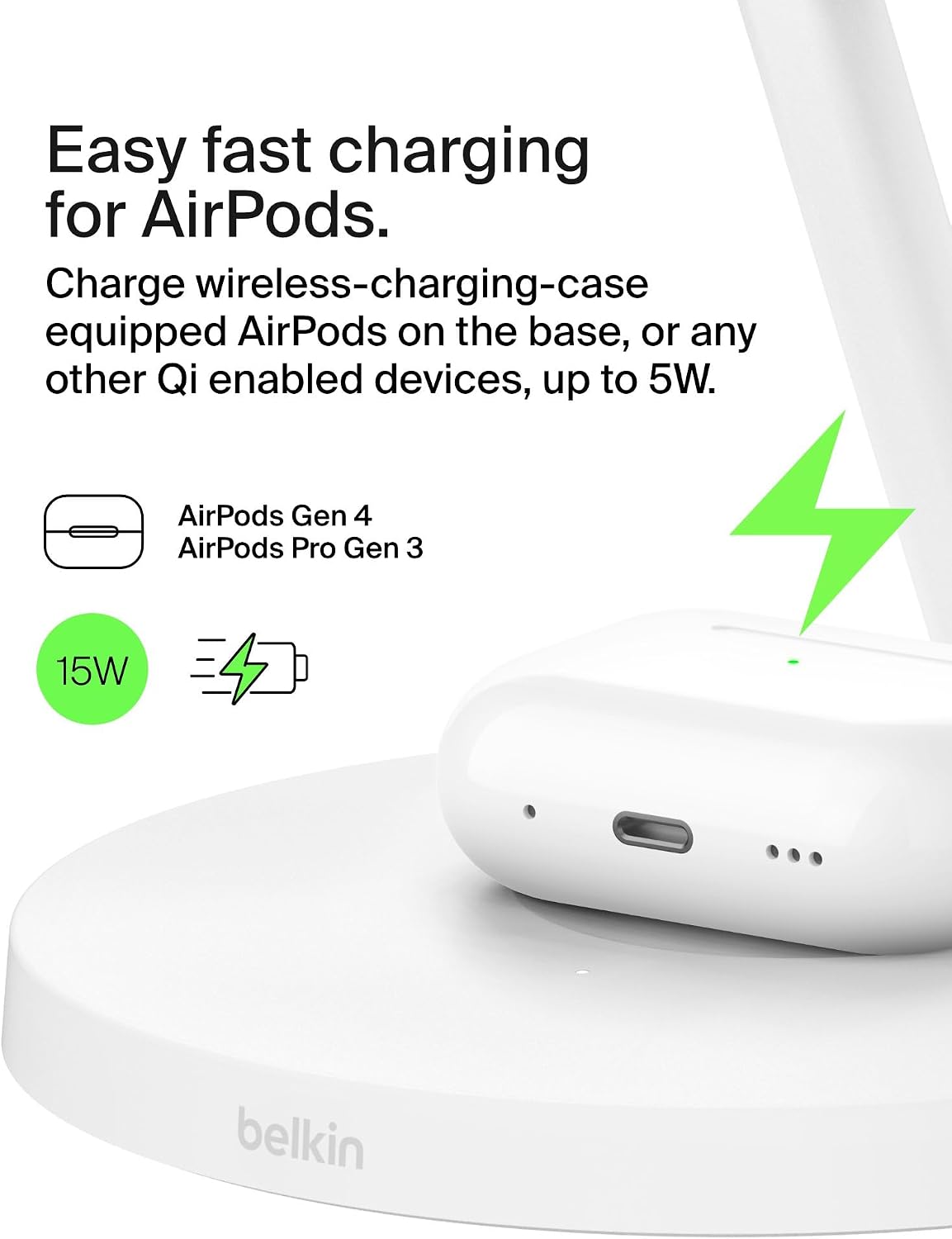 Belkin Qi2 15W Wireless Charging Station. 3 in 1 iPhone Charger | Fast Charging. MagSafe Compatible. iPhone 17/16/15. Apple Watch. AirPods. Travel Charger. Magnetic