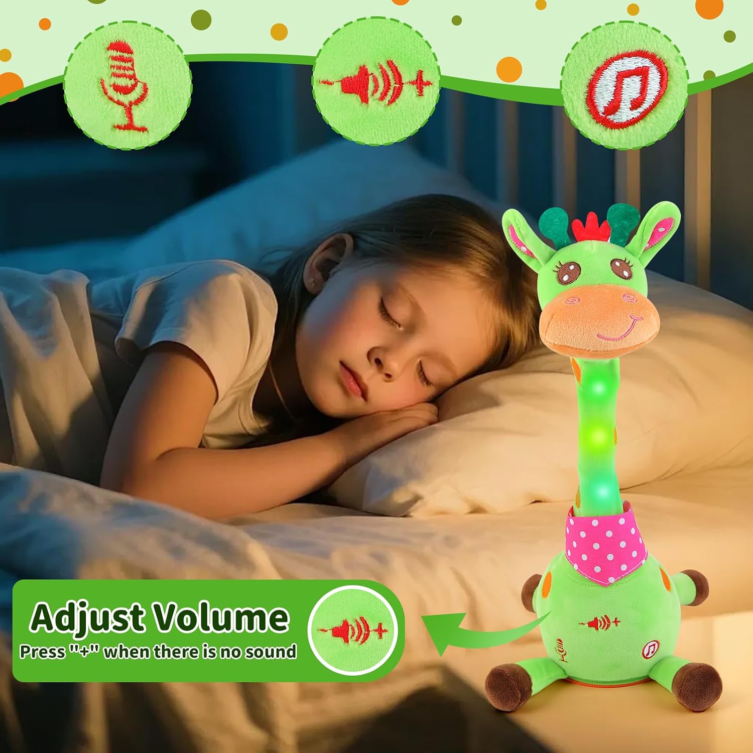 Emoin Talking Giraffe Baby Toy for Baby Toddler. Dancing Giraffe Toy Singing Mimicking Recording Repeating What You Say with LED English Sing for Boys Girls Gift. 15 Second Recorde | Mimicking Repeating What You Say. LED Flashing Plush Giraffe Gift for Boys Girls