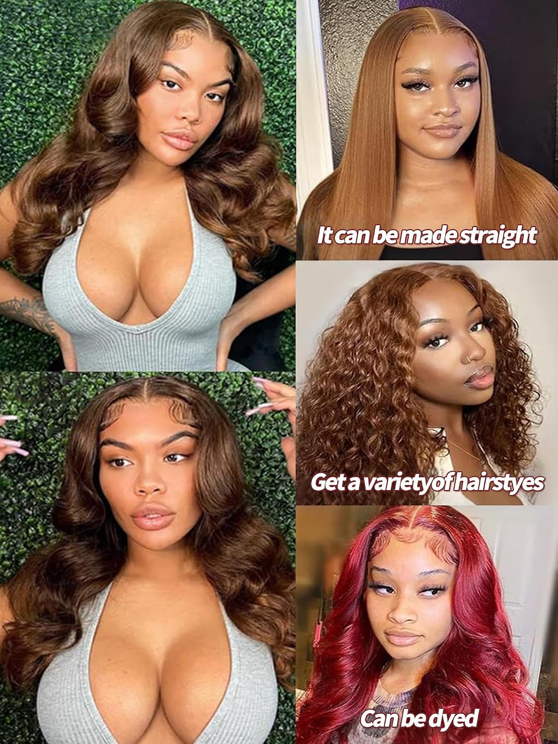 Fongly Chocolate Brown Lace Front Wig Human Hair 30 Inch 13x6 HD Transparent Body Wave Lace Front Wigs Pre Plucked 200% Density Colored #4 Frontal Wigs Human Hair