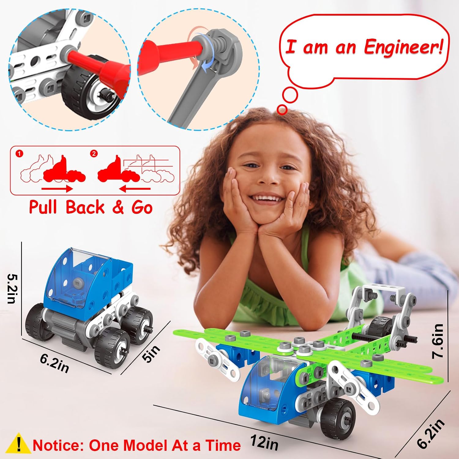 18 in 1 Educational STEM Toy for 4 5 6 7 8+ Year Old Boy Girl Birthday Gift | Building Toys Stem Activities for Kids Ages 4-8 5-7 6-8 Build and Play Construction Toy for Boys 4-6 8-10 (Pull Back Cars)