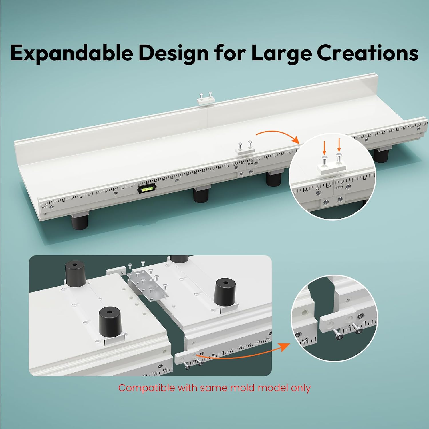 Resiners River Table Epoxy Mold. 24x12x3in with Adjustable Divider. 2 Pack | Dual-Casting Design. Adjustable Size. Transparent Depth Board. Built-in Bubble Levels and Clamp System for Precise Casting