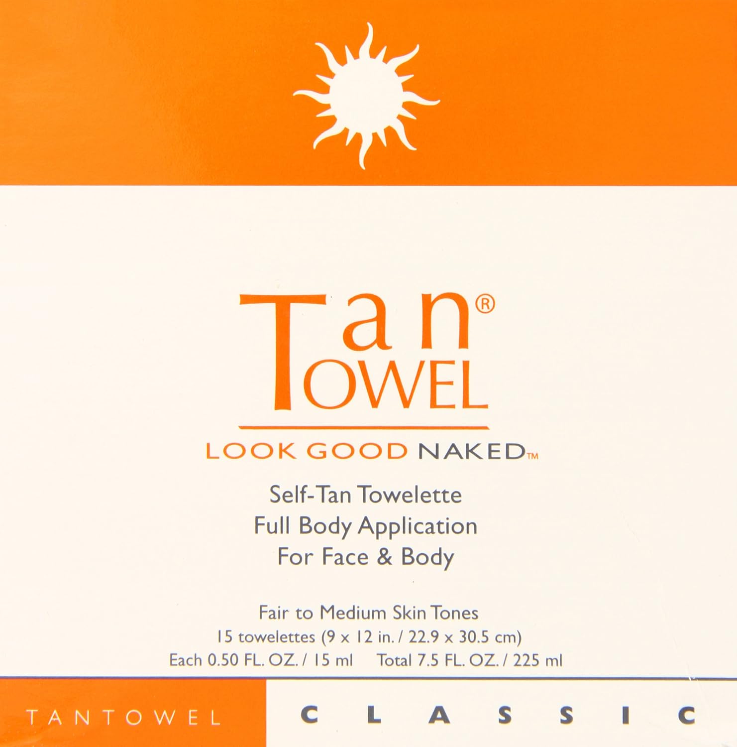Tan Towel Full Body Classic Creme. 15 Count
