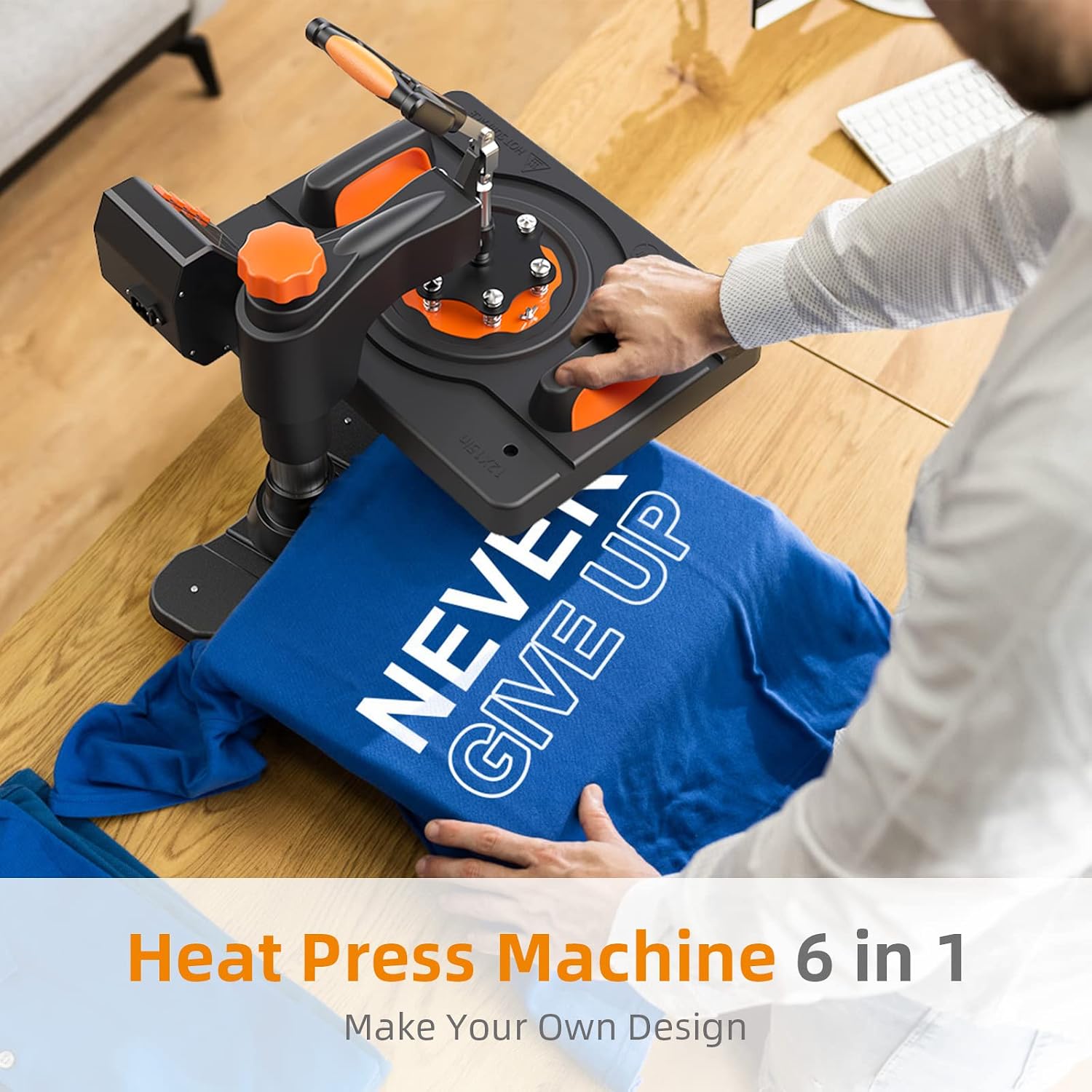 PIONEERWORKS Heat Press Machine 12 X 15 inch. 6 in 1 Shirt Printing Heat Transfer Machine 360° Swing Away. Digital Industrial-Quality Shirt Pressing Machine for Shirt. Hat. Mug. Plate. Orange