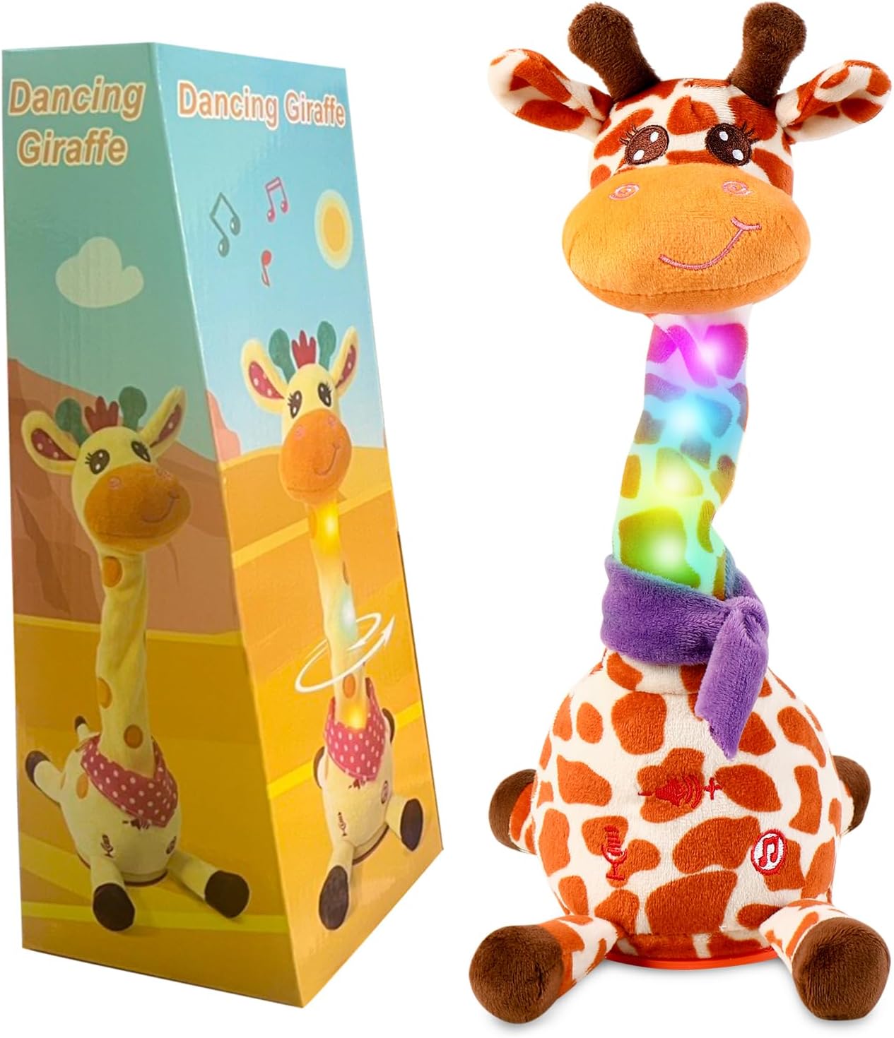 Dancing Talking Giraffe Toy for Baby Toddler. Dancing Giraffe Toy Singing Mimicking Recording Repeating What You Say with LED English Sing for Boys Girls Gift. 15 Second Recorde(Adjustable Volume) | Mimicking Repeating What You Say. LED Flashing Plush Gift for Baby Toddler. Adjustable Volume