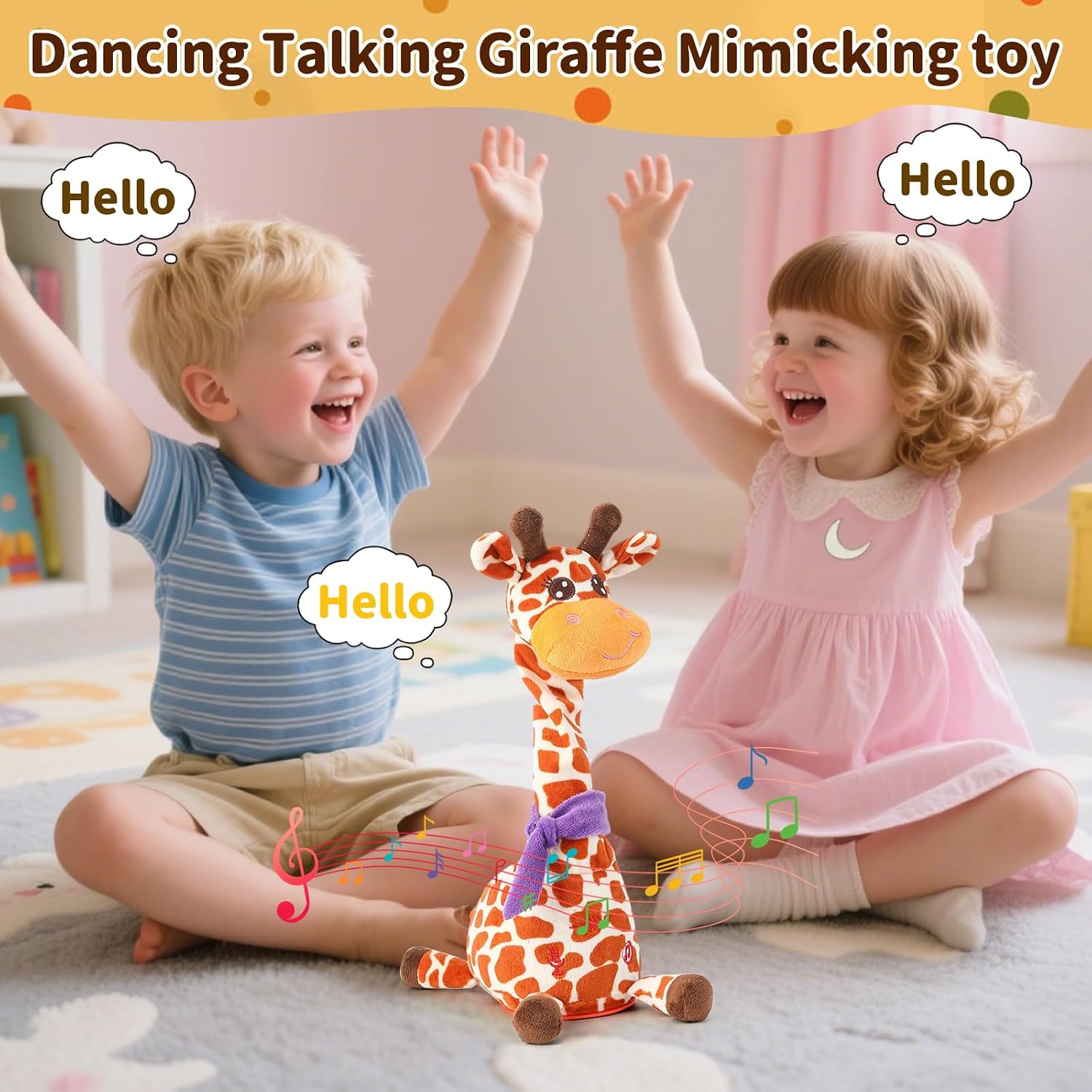 Dancing Talking Giraffe Toy for Baby Toddler. Dancing Giraffe Toy Singing Mimicking Recording Repeating What You Say with LED English Sing for Boys Girls Gift. 15 Second Recorde(Adjustable Volume) | Mimicking Repeating What You Say. LED Flashing Plush Gift for Baby Toddler. Adjustable Volume