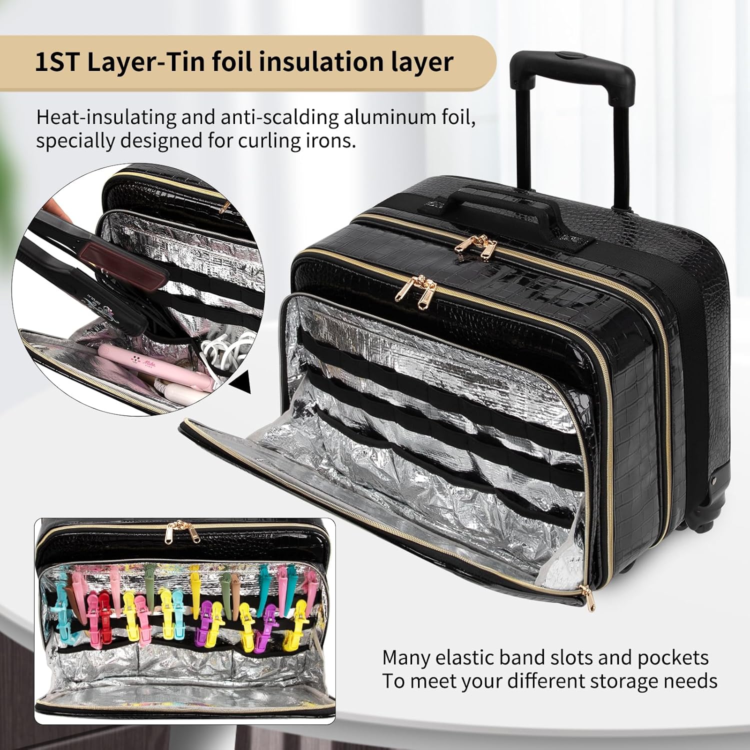 OCHEAL Rolling Makeup Train Case.with 7 Pcs Clear Makeup Bags. 18 Carry On Travel Cosmetic Organizer Suitcase.Extra Large Storage Trolley Makeup Case On Wheels for Hairstylist Cosmetology Artist