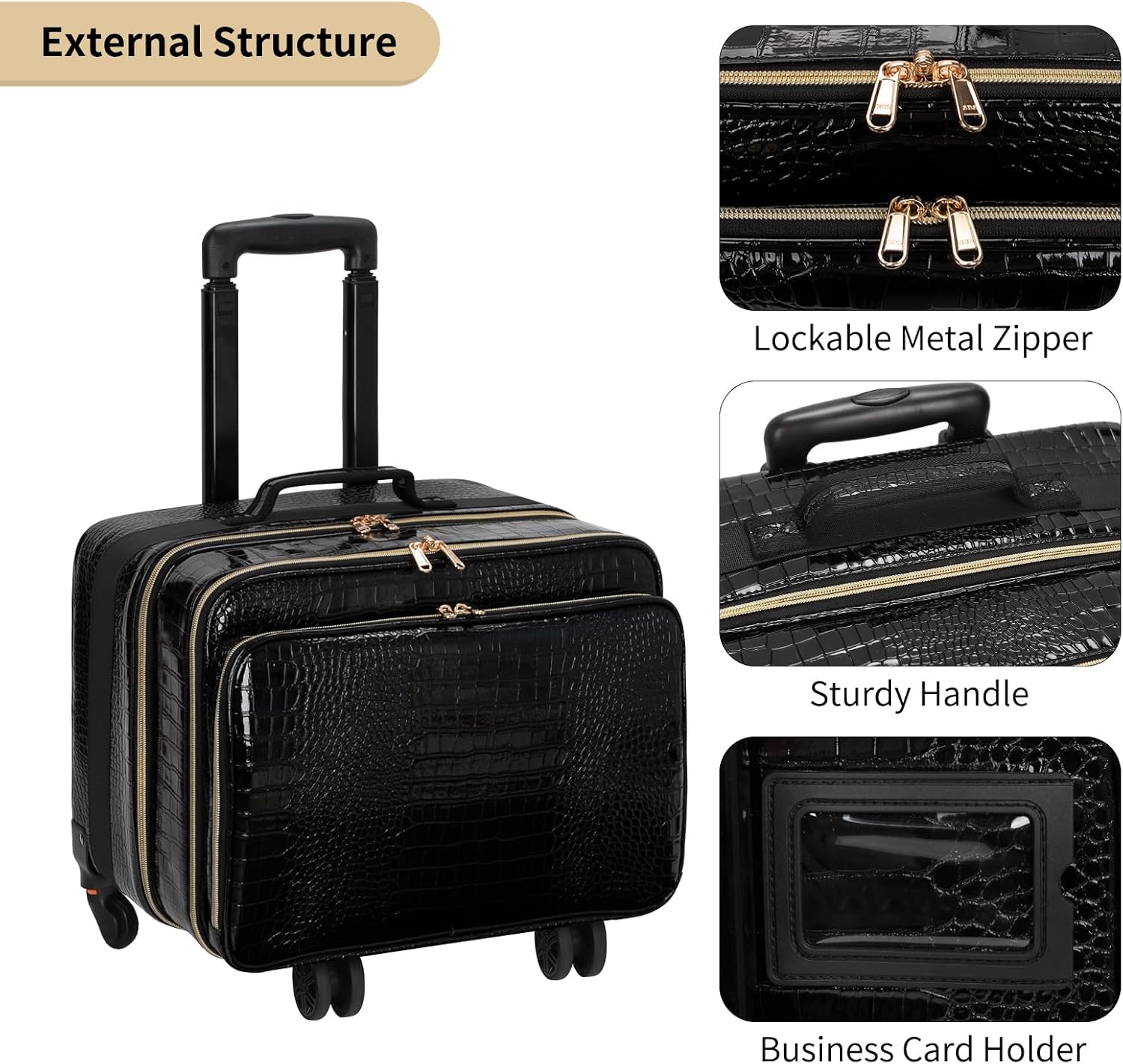 OCHEAL Rolling Makeup Train Case.with 7 Pcs Clear Makeup Bags. 18 Carry On Travel Cosmetic Organizer Suitcase.Extra Large Storage Trolley Makeup Case On Wheels for Hairstylist Cosmetology Artist