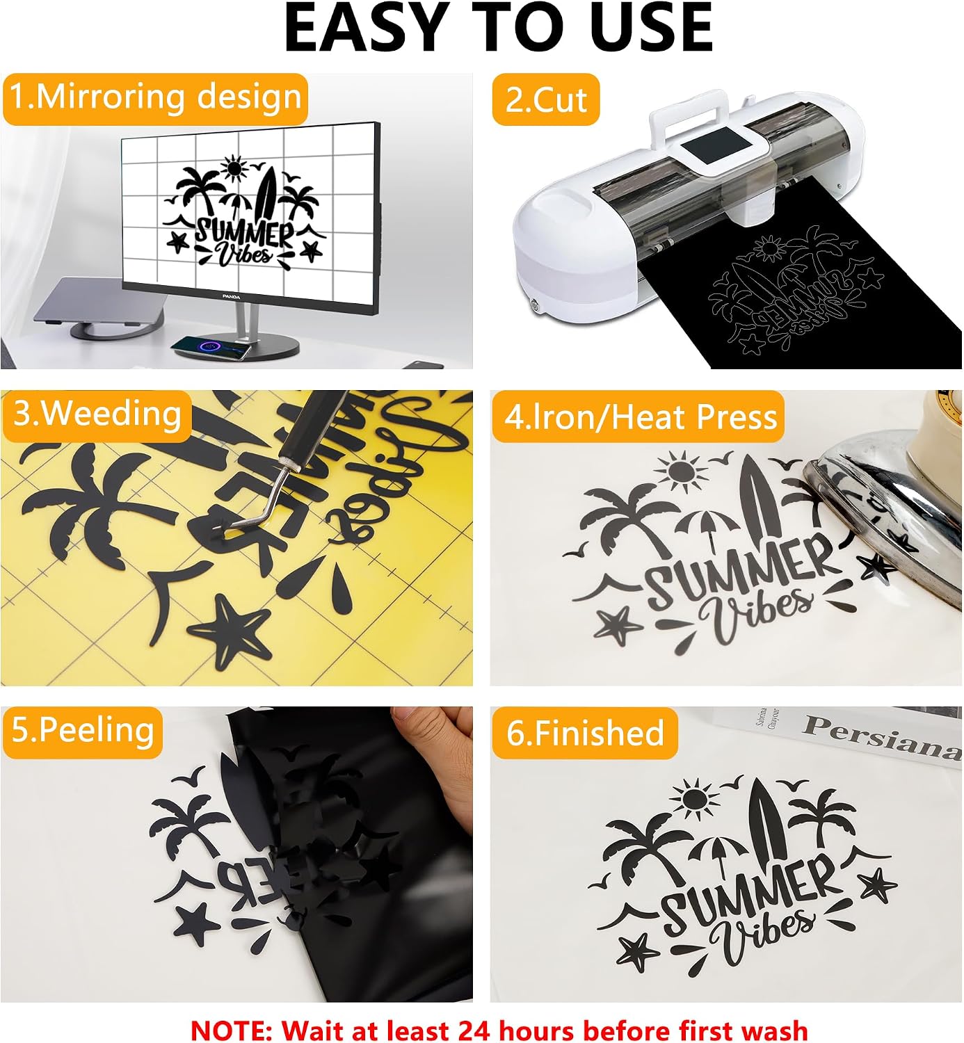 FUNKAKA Heat Transfer Vinyl Rolls. 12 x 100ft Black Iron on Vinyl | Glossy HTV Vinyl for All Cutter Machines for Shirts - Easy to Cut & Weed for Heat Vinyl Design