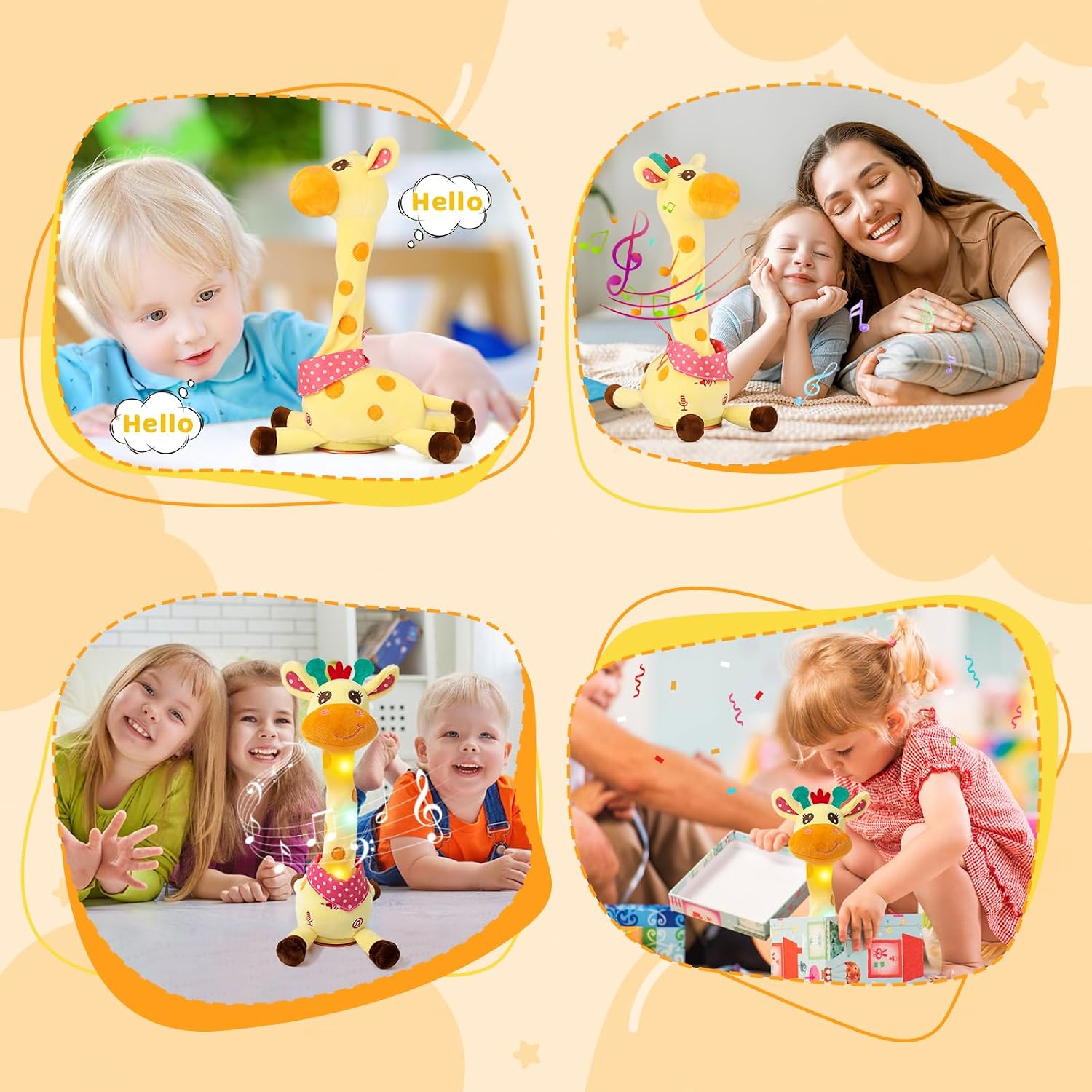 Emoin Dancing Giraffe Toy. Tanlking Giraffe Toys Musical Mimicking Toy. Singing 10 Pcs Songs for Baby Boys Girls. Repeating What You Say. Sing+Dancing+Recording+LED | Singing 10 Songs for Baby Boys Girls. Repeating What You Say. Dancing Recording LED