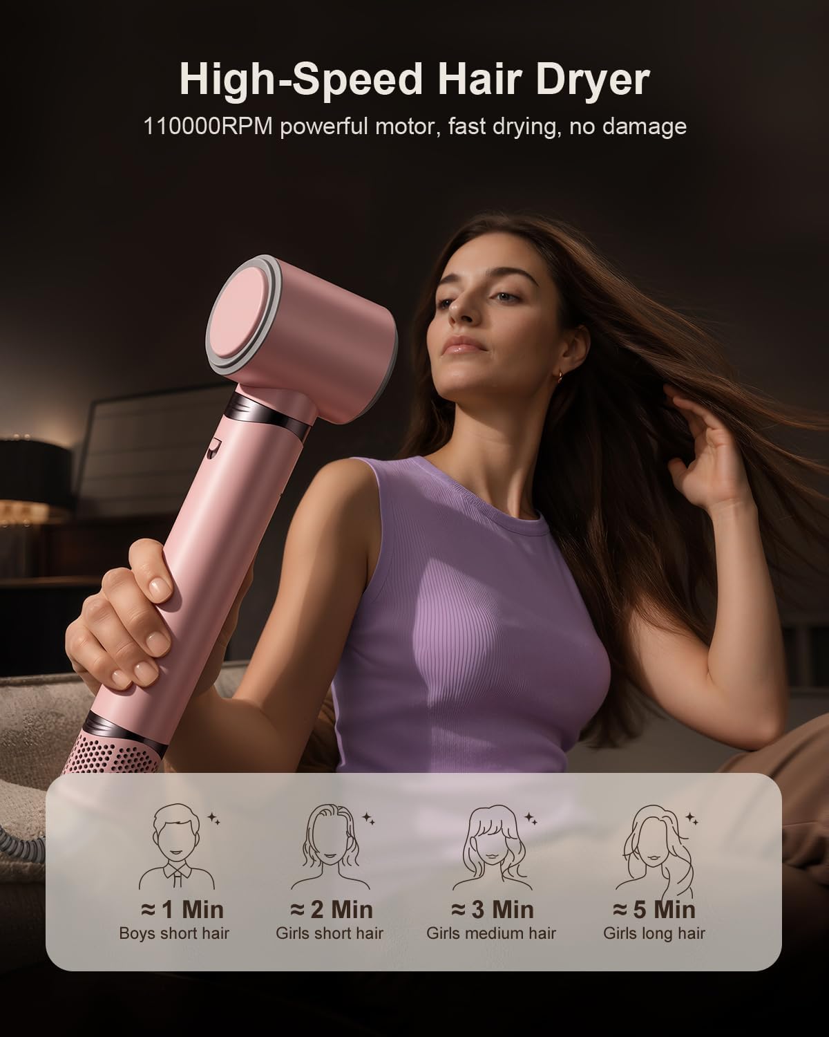 Tqcir 8 in 1 Hot Air Styler. Powerful Hair Dryer Brush with AutoWrap Curler | Anti-Frizz Blow Dryer for Fast Drying Curling Straightening Volumizing. Adjustable Heat & Speed. Storage Case(Pink)