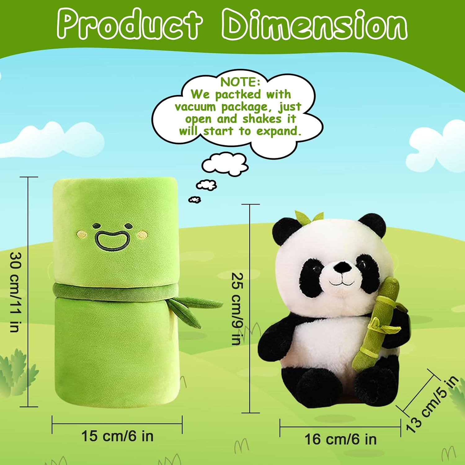 Emoin Soft Reversible Panda Stuffed Animals with Bamboo Storage Bag. 11-Inch Interactive Baby Toy. Cute Cuddly Panda Plush Toy for Kids & Adults – Perfect for Birthday & Easter Gifts | 11-Inch Interactive Baby Toy. Cute Cuddly Panda Plush for Kids Adults. Birthday Gift