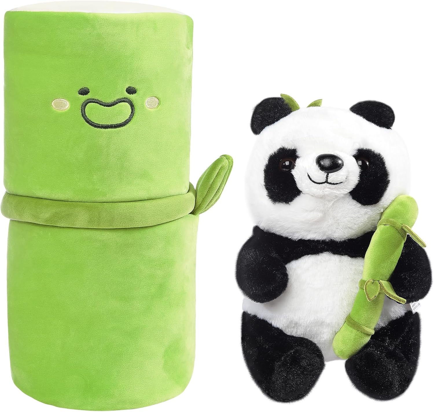 Emoin Soft Reversible Panda Stuffed Animals with Bamboo Storage Bag. 11-Inch Interactive Baby Toy. Cute Cuddly Panda Plush Toy for Kids & Adults – Perfect for Birthday & Easter Gifts | 11-Inch Interactive Baby Toy. Cute Cuddly Panda Plush for Kids Adults. Birthday Gift