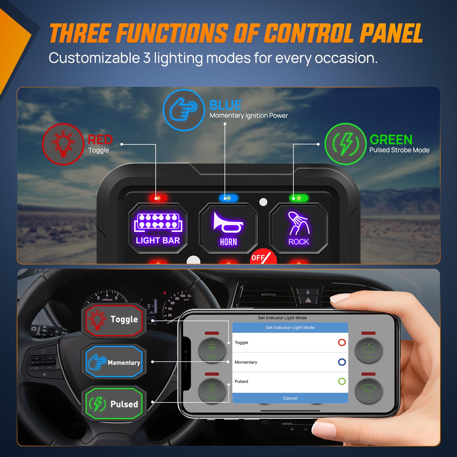 Nilight 6 Gang Switch Panel Relay System w/APP Control Automatic Dimmable | RGB Backlight Panel Circuit Control 1-side Output Fuse Wiring Harness ON Off LED Switch Pod for 12V 24V Car Truck Camper SUV