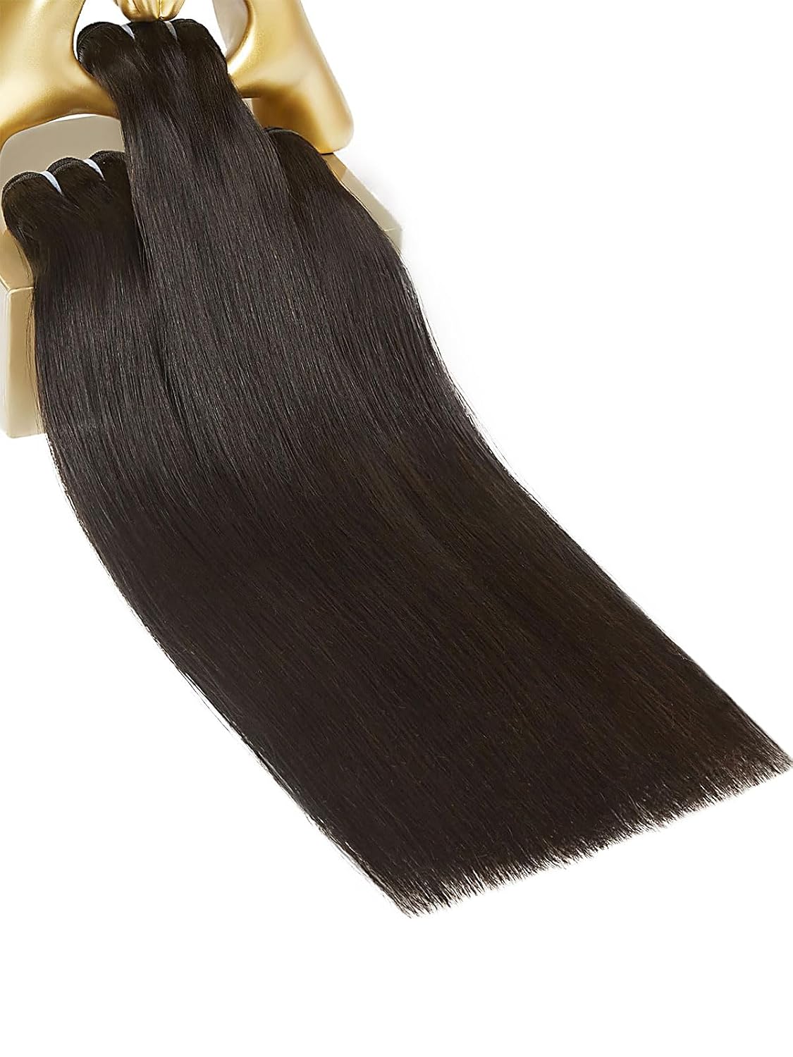 MLIP Human Hair Bundles Straight. Raw Virgin Indian Hair. Full & Natural | Low Tangle. Low Shedding. Stays Silky Soft After Multiple Washes. Lasts 3X Longer. Natural Black. 3 Bundles. 16 18 20 Inch