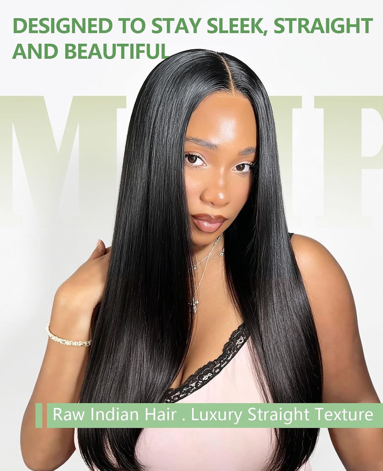 MLIP Human Hair Bundles Straight. Raw Virgin Indian Hair. Full & Natural | Low Tangle. Low Shedding. Stays Silky Soft After Multiple Washes. Lasts 3X Longer. Natural Black. 3 Bundles. 16 18 20 Inch