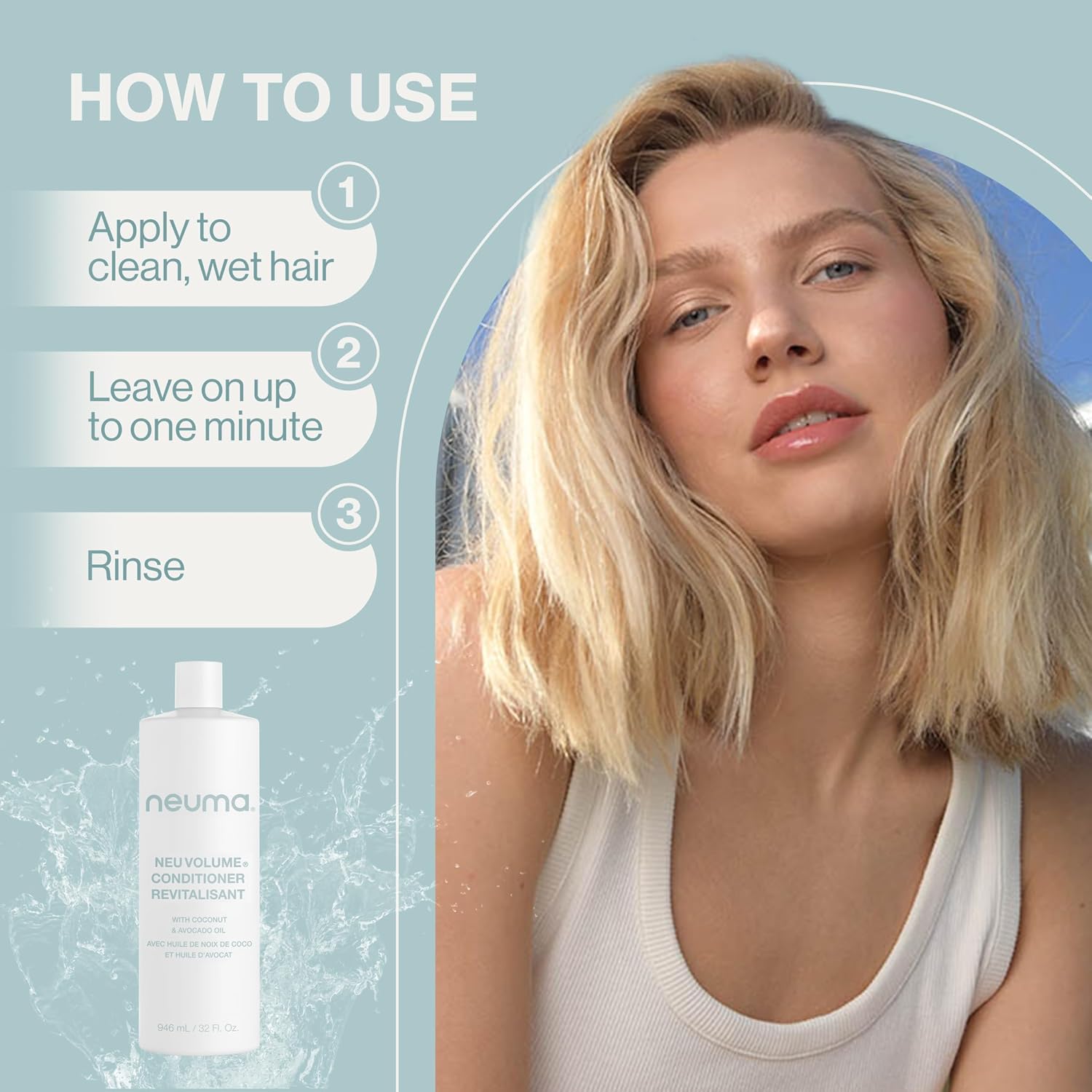 NEUMA Sulfate-Free Volumizing Conditioner For Women 32 Fl. Oz Moisturizing Conditioner For Fine Hair With Coconut & Avocado Oil Vegan and Color-Safe Formula With Patchouli and Vanilla Scent