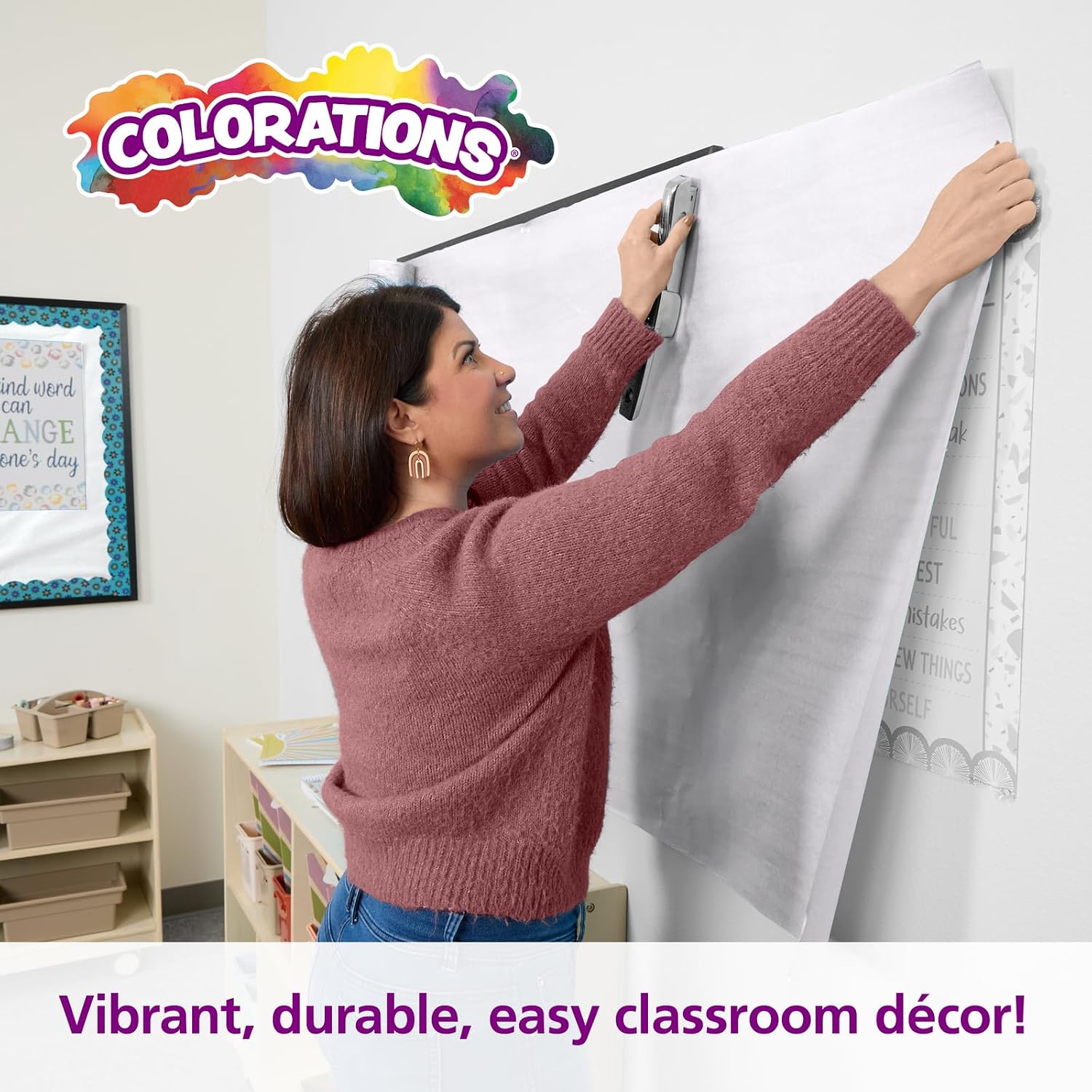 Colorations Dual Surface Paper Roll Classroom Supplies for Arts and Crafts White (36 x 1000') (Item # DSWH) | Textured Paper. Classroom Arts & Crafts Supplies. Bulletin Board. Gift Wrapping. Chalkboard Wallpaper