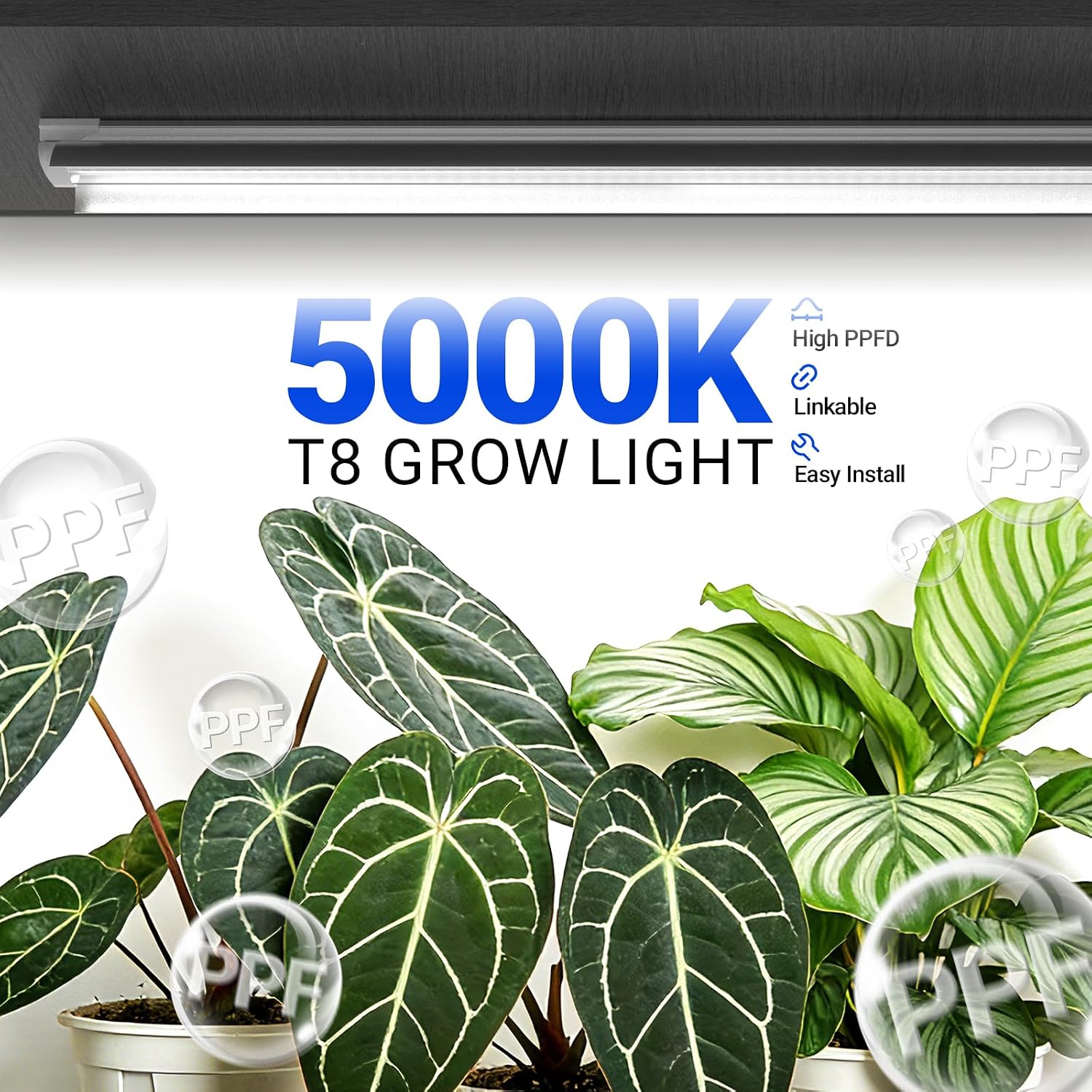 Barrina Plant Grow Lights. 4FT 5000K Full Spectrum Daylight White. 6 Packs | 252W(6 x 42W. 1400W Equivalent). T8 LED Grow Light Strips. Growing Lamp Fixture. Plant Lights for Indoor Plants. Greenhouse