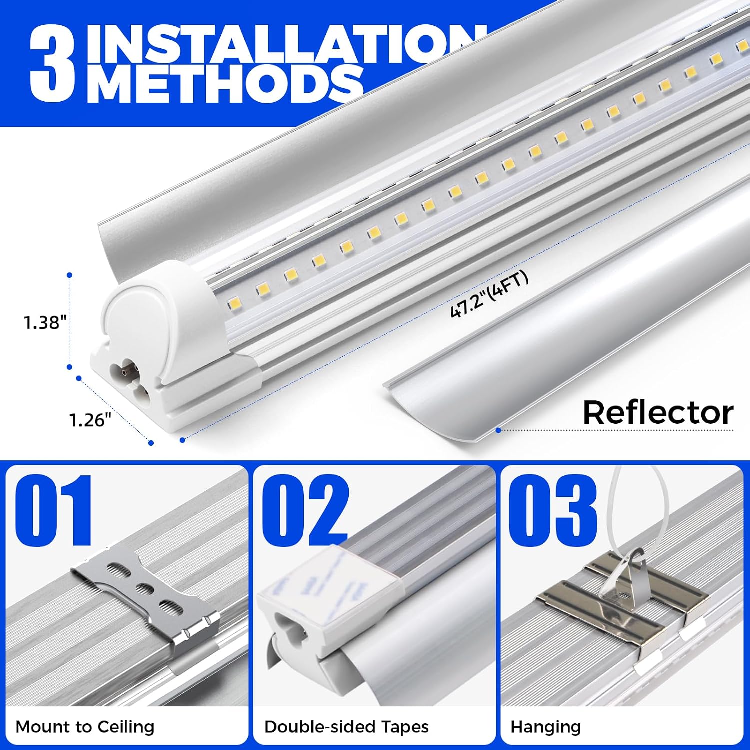 Barrina Plant Grow Lights. 4FT 5000K Full Spectrum Daylight White. 6 Packs | 252W(6 x 42W. 1400W Equivalent). T8 LED Grow Light Strips. Growing Lamp Fixture. Plant Lights for Indoor Plants. Greenhouse