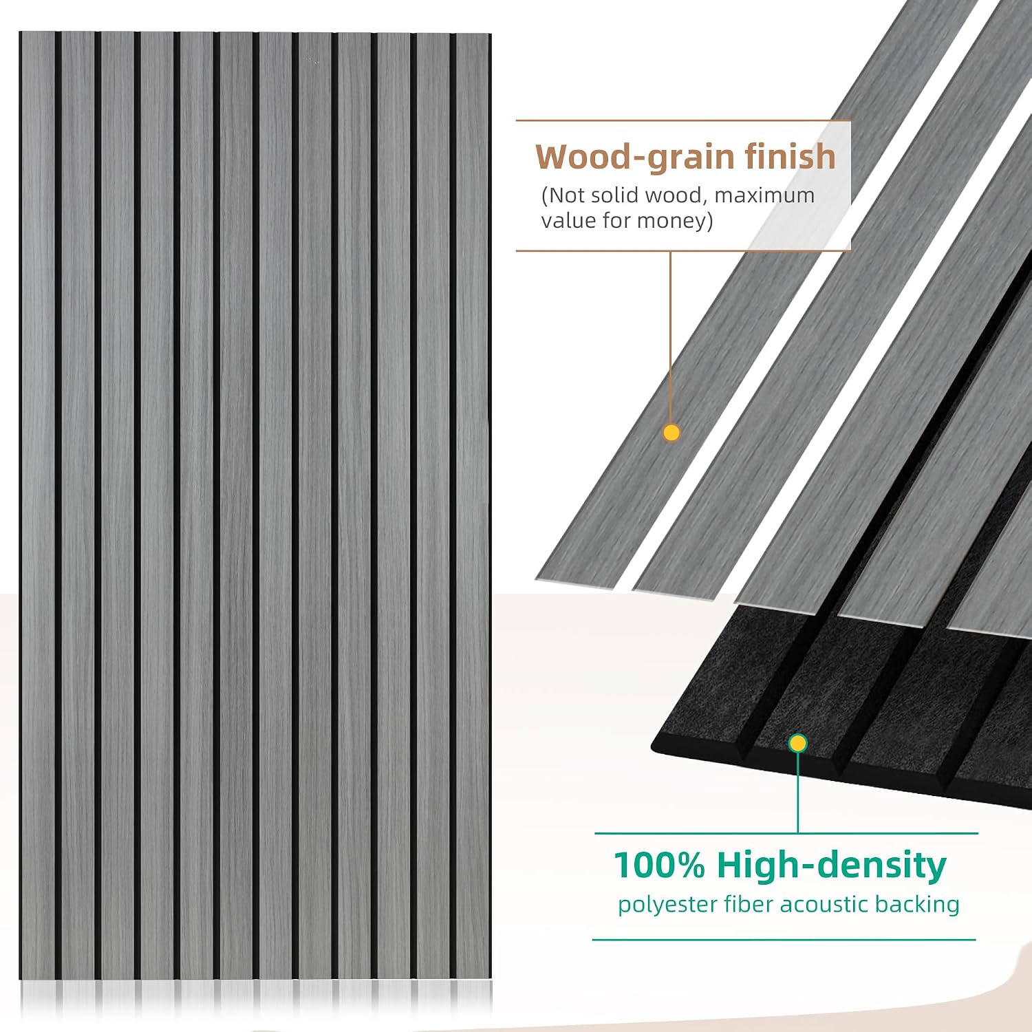 AUTORIFIC Acoustic Wall Panels. 10 Pack Sound Panels. 47.2x23.6.Gray Oak | Soundproof Panels with Simulated Wood Grain Finish.Acoustic Wall Panels.Decorative Wall Panels. High-Density Polyester Fiber