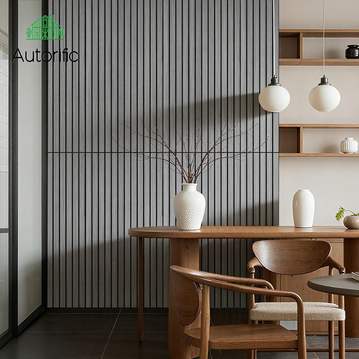 AUTORIFIC Acoustic Wall Panels. 10 Pack Sound Panels. 47.2x23.6.Gray Oak | Soundproof Panels with Simulated Wood Grain Finish.Acoustic Wall Panels.Decorative Wall Panels. High-Density Polyester Fiber