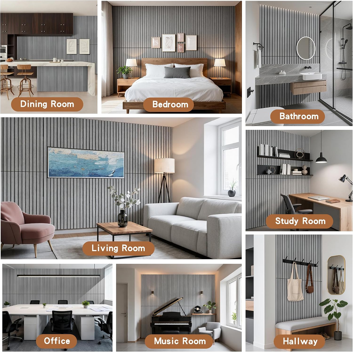 AUTORIFIC Acoustic Wall Panels. 10 Pack Sound Panels. 47.2x23.6.Gray Oak | Soundproof Panels with Simulated Wood Grain Finish.Acoustic Wall Panels.Decorative Wall Panels. High-Density Polyester Fiber