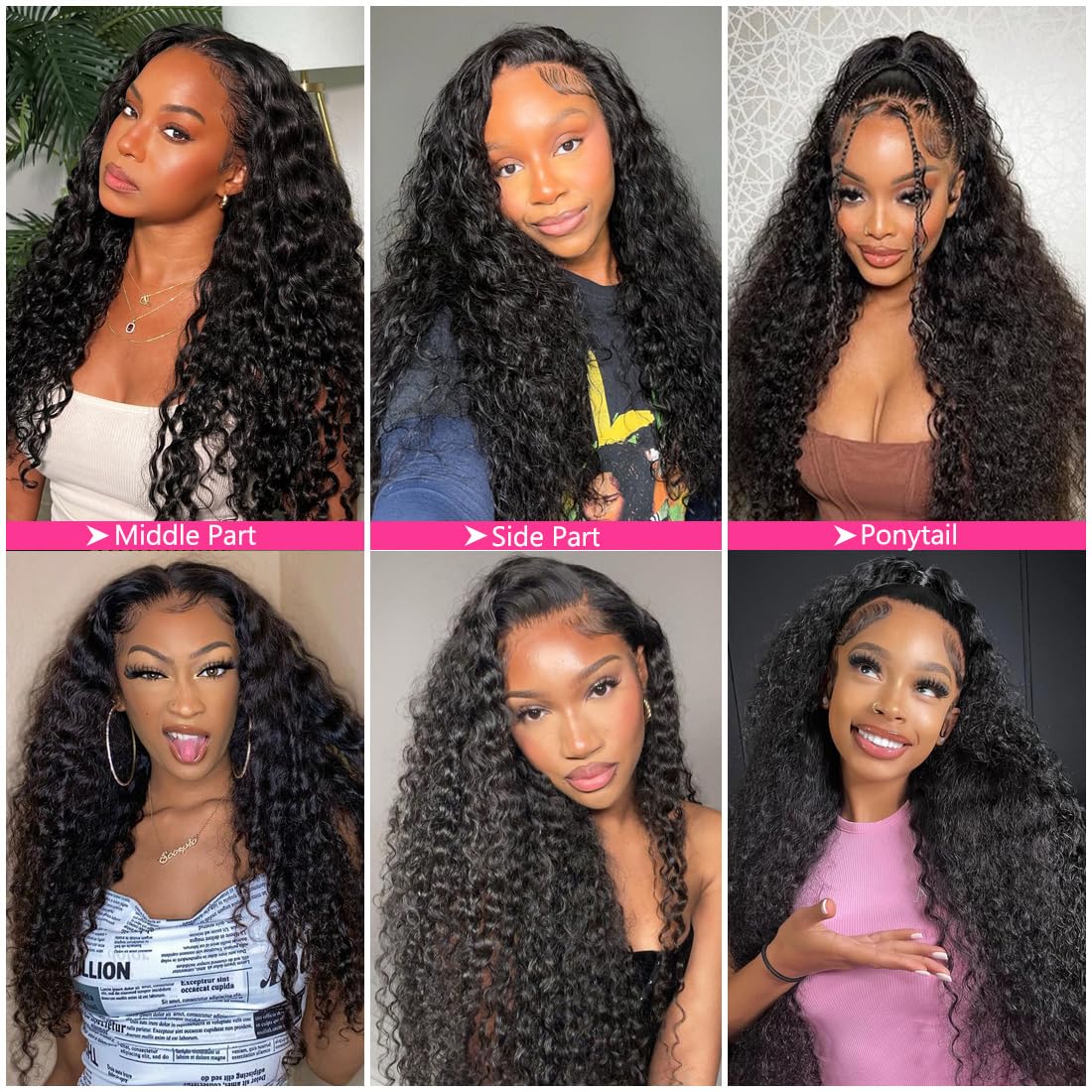 NUEAHWO 22 Inch Water Wave Lace Front Wigs Human Hair Pre Plucked 13X6 Lace Front Wigs Human Hair 200 Density Deep Part Curly Wig for Women Natural Black