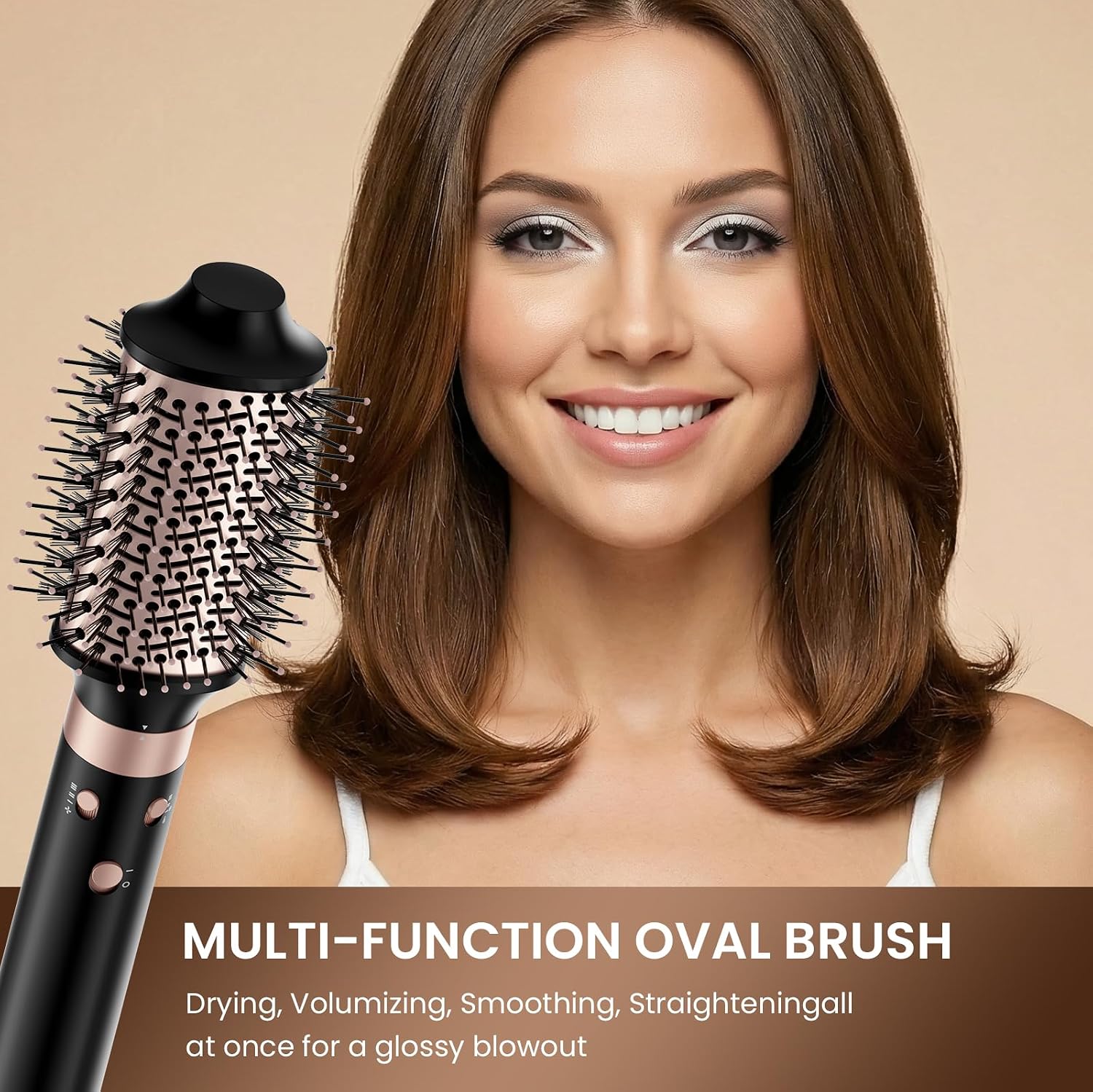 MESCOMB 5-in-1 Dual Voltage Hair Dryer Brush for Travel with Storage Bag | Travel Hot Air Styler. 100V-240V Hair Styler for Home and Travel. Auto-Wrap Curls. Volume. Smooth Styling.Black