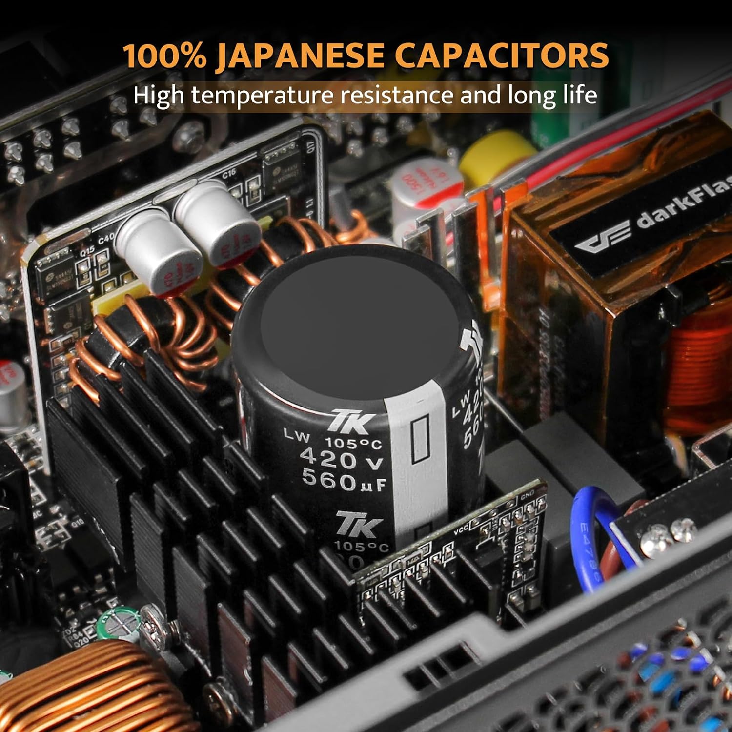 darkFlash PMT1250 Fully Modular Power Supply ATX 3.1& PCIe 5.1 Ready. 12VHPWR Cable Included. 100% Japanese 105°C Capacitors. 80 Plus Gold Gaming PSU. Compact 150mm Size. 5 Year Warranty(White)