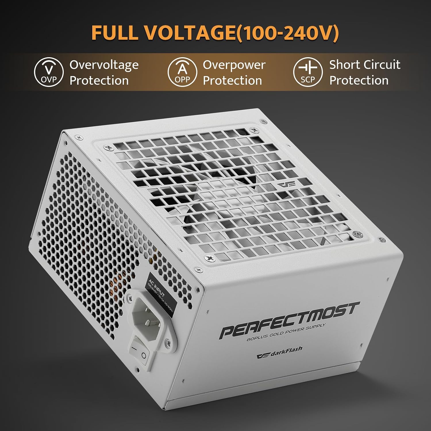darkFlash PMT1250 Fully Modular Power Supply ATX 3.1& PCIe 5.1 Ready. 12VHPWR Cable Included. 100% Japanese 105°C Capacitors. 80 Plus Gold Gaming PSU. Compact 150mm Size. 5 Year Warranty(White)