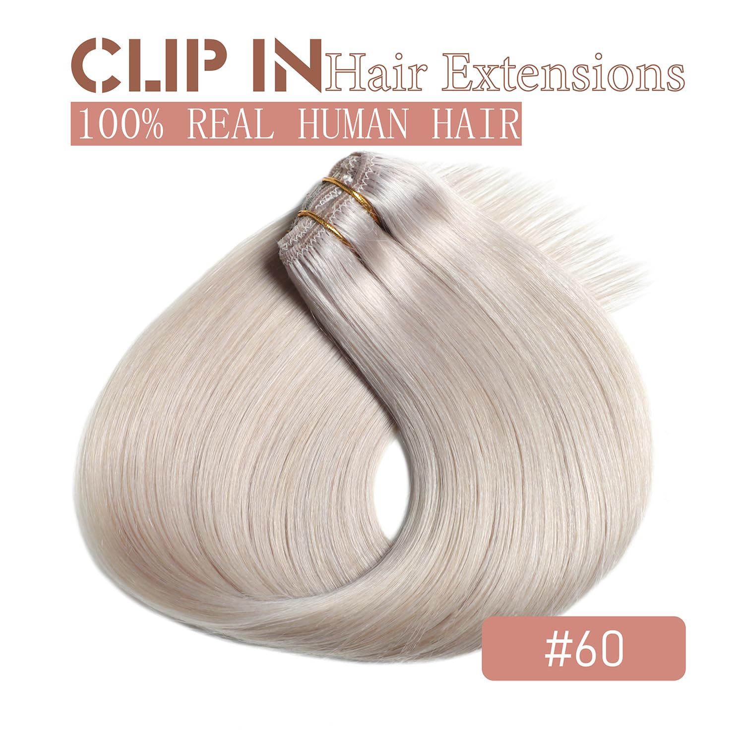 Clip in Hair Extensions Platinum Blonde Remy Hair Clip ins 22 Inch Clip in | Hair Extensions Real Human Hair 7pcs Straight Silky Human Hair Extensions Clip ins for Women 120g Add Volume Soft Silky