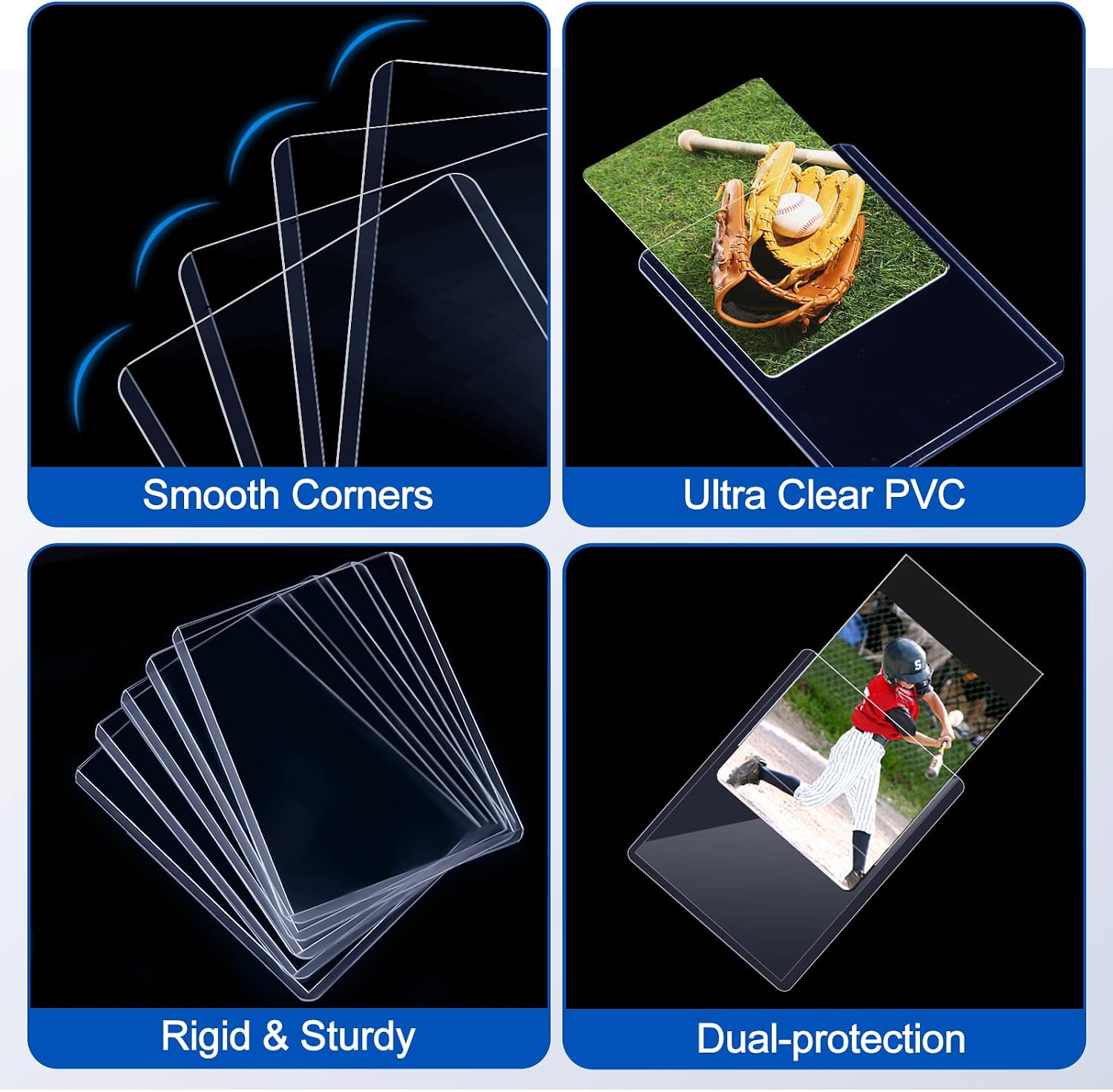 Sooez 48 Card Sleeves Hard Plastic Card Holder for Trading Card 3x4. 35PT | for Baseball Card. Rigid Card Protector. Penny Sleeves for Collectible Game Cards. Premium Standard Size Sports Football Card