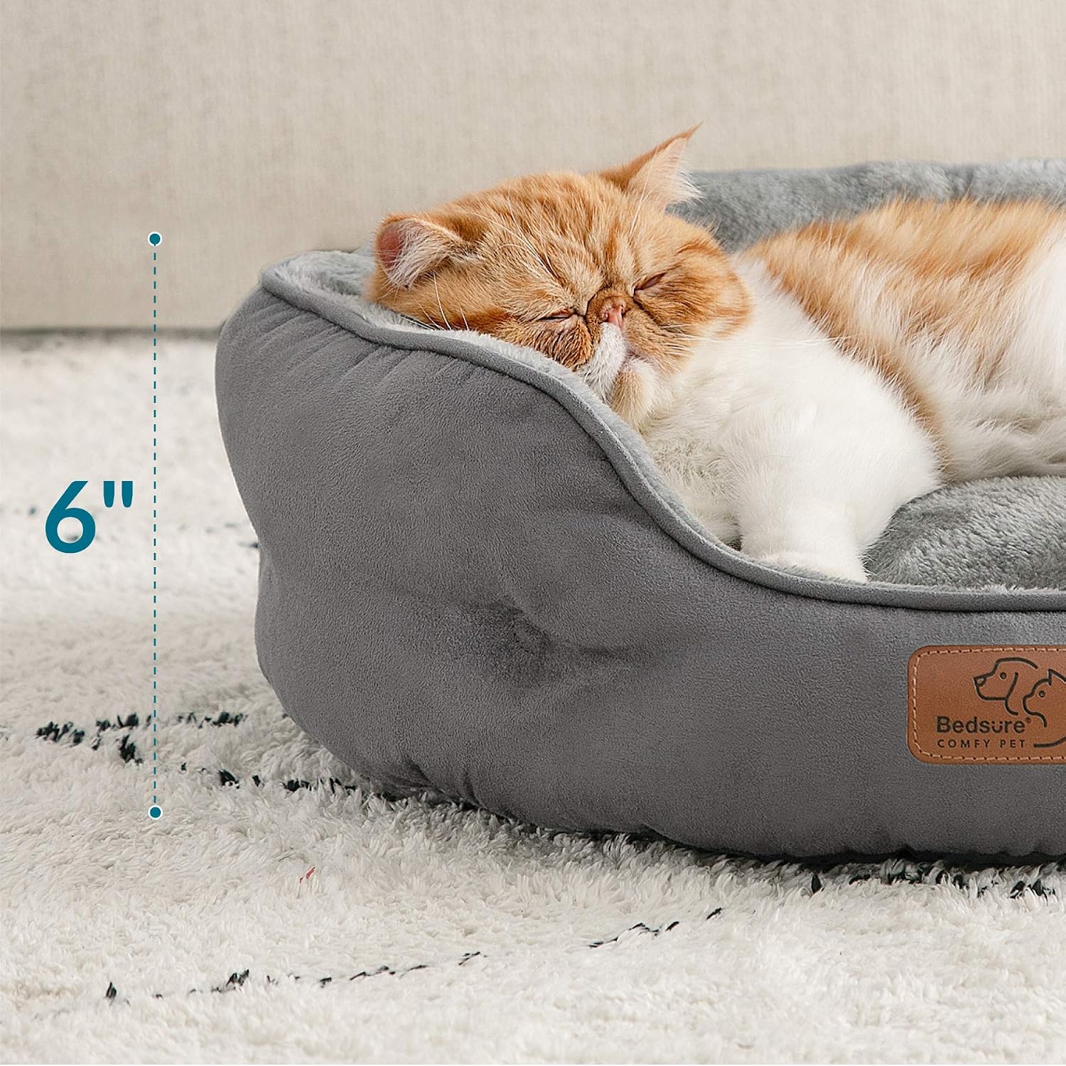 Bedsure Small Dog Bed Washable.Round Cat Beds for Indoor Cats.20in Grey | Soft Plush Pet Bed.Dog Beds for Small Dogs for Puppy and Kittens.Anti-Slip Bottom.Easy to Clean