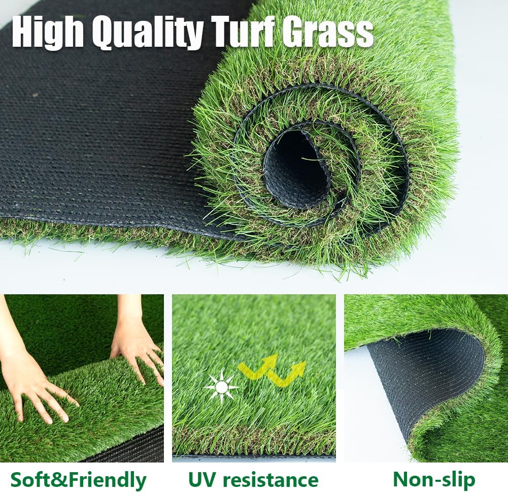 Petgrow Luxurious Artificial Grass 1.77 Inch Ultrathick Turf 7 X 15 Feet | SGS Report.Custom Size .With Drainage Holes Indoor Outdoor Dog Pee Fake Faux Grass.Garden Landscape Patio Synthetic Grass Rug