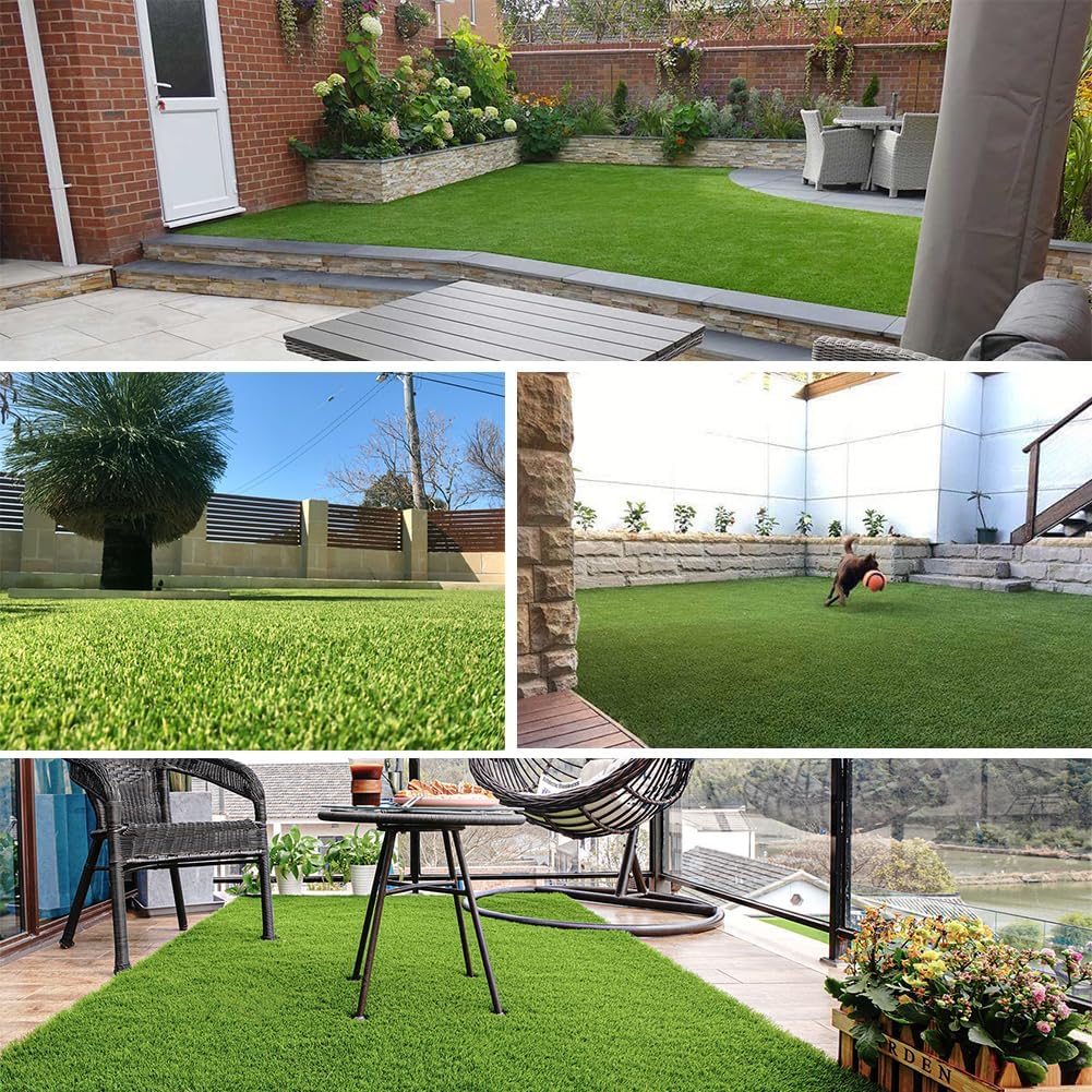 Petgrow Luxurious Artificial Grass 1.77 Inch Ultrathick Turf 7 X 15 Feet | SGS Report.Custom Size .With Drainage Holes Indoor Outdoor Dog Pee Fake Faux Grass.Garden Landscape Patio Synthetic Grass Rug