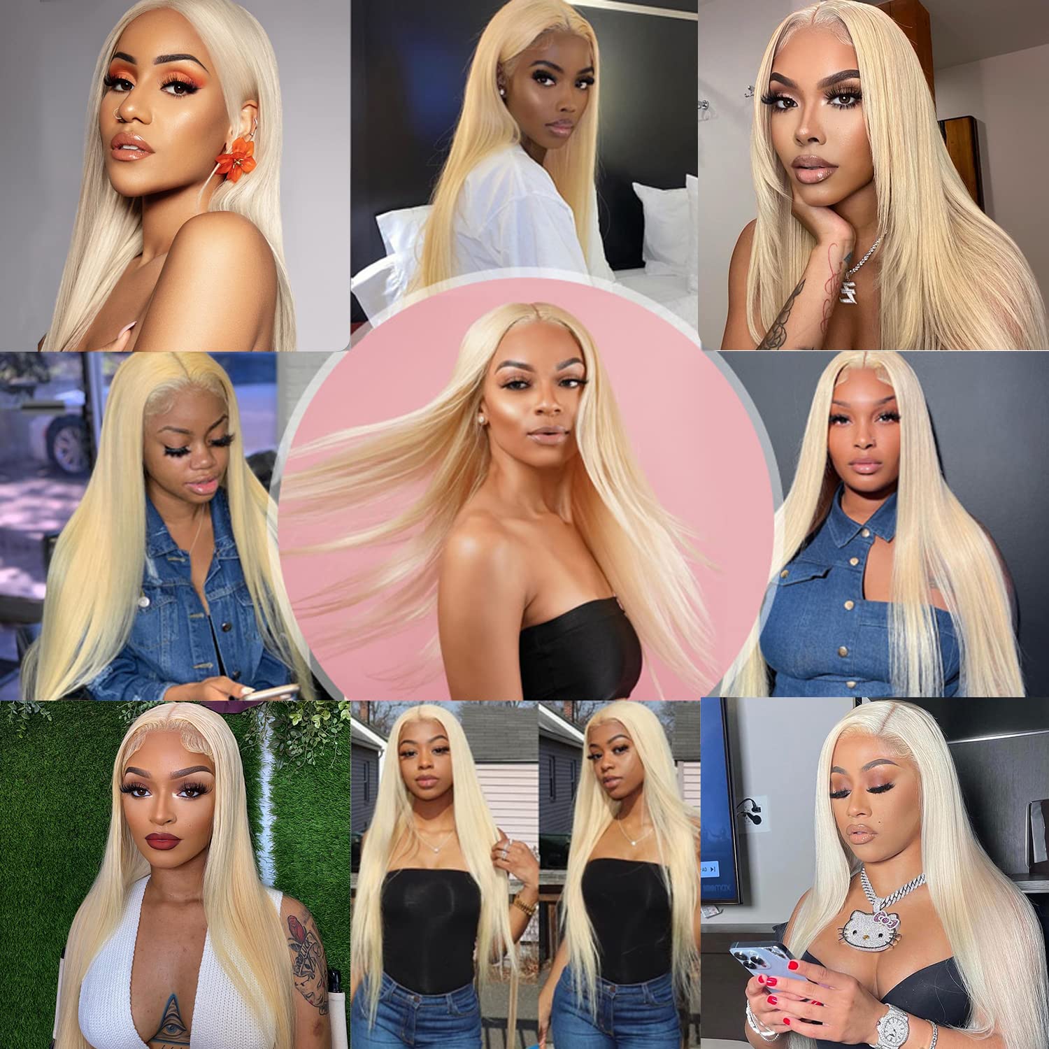 Myecool 30 Inch 613 Lace Front Wig Human Hair 13x5 Straight 613 HD Lace Frontal Wig Human Hair Pre Plucked Bleached Knots for Women(30Inch. Blonde)