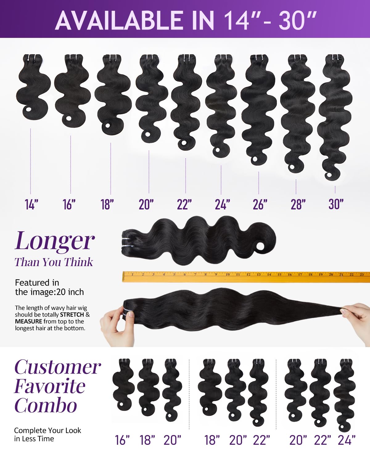 IVA 16A Body Wave Bundles Human Hair 16 16 16 Inch 100% Raw Human Hair | No Tangle No Shedding.Triple Lifespan.Sew In Weave 3 Bundles.Repeated Washes Maintain Silky Texture