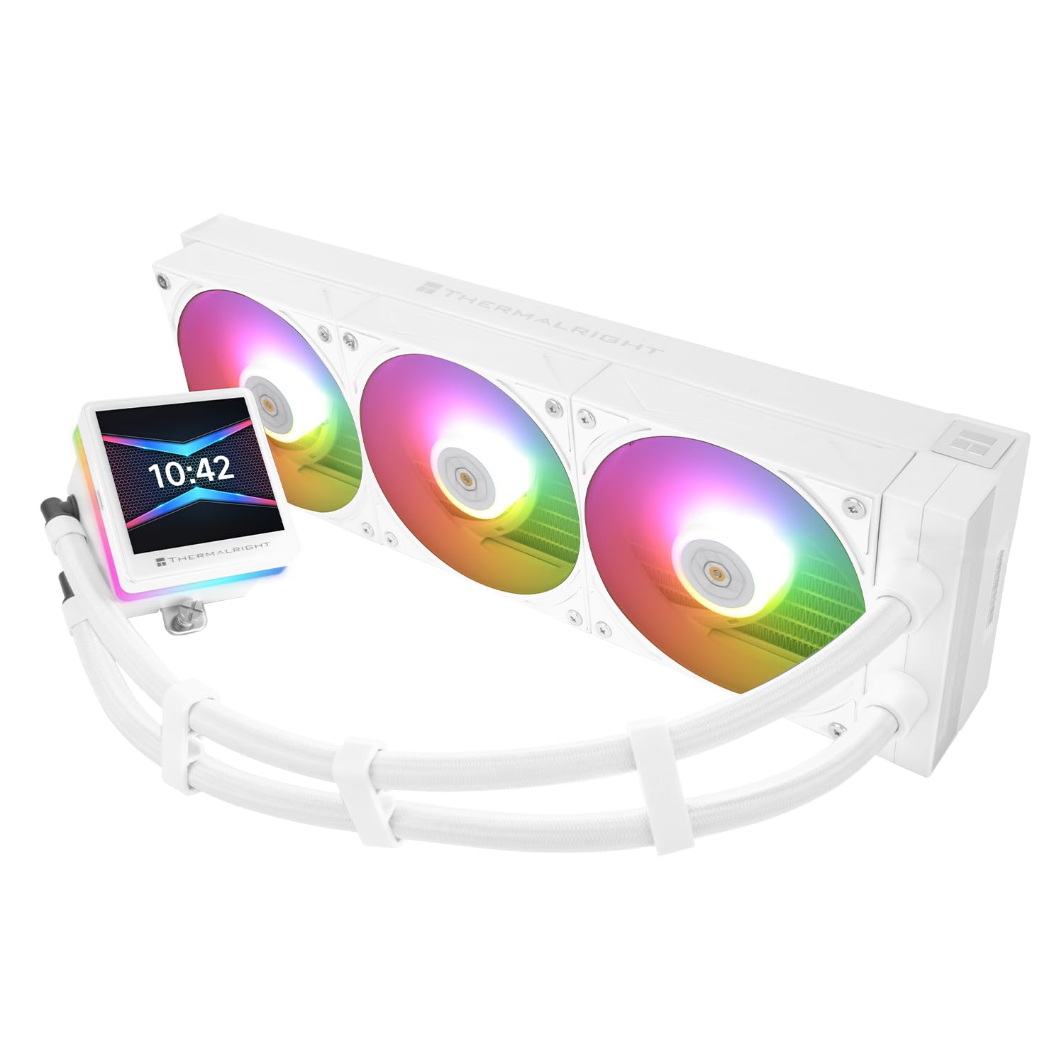 Thermalrlght Grand Vision 360 ARGB White CPU AIO Cooler.PC 360 Specification Water Cooler System.IPS LCD Screen with 480x480 Resolution and 3.4inch.for AM4/AM5&Intel LGA1700/1851