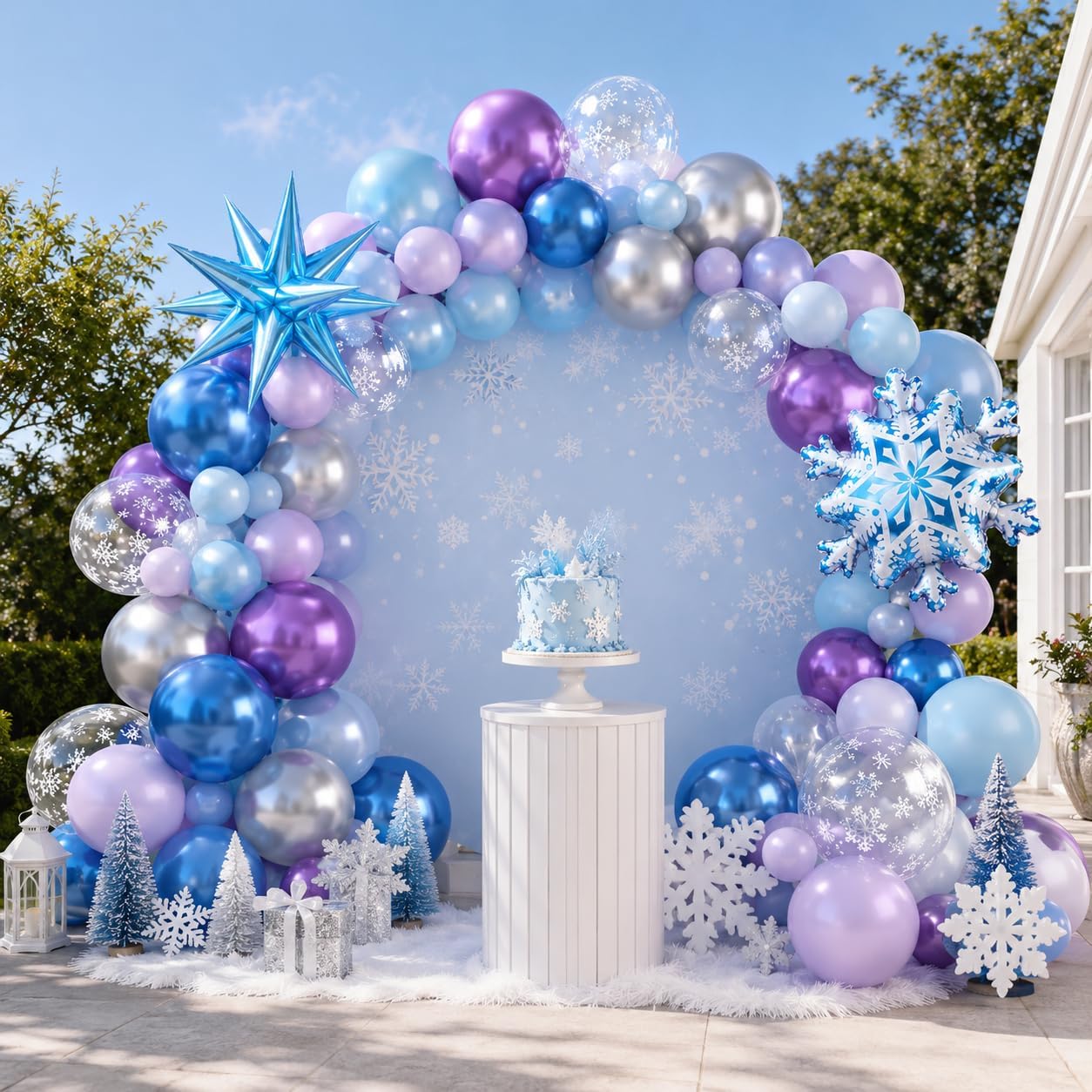 Frozen Balloons. 12 Inch Winter Snow Frozen Themed Party Decorations | Includes Snowflake Foil Balloons. Decorations For Frozen Birthday. Baby Shower And Winter Wedding Celebrations
