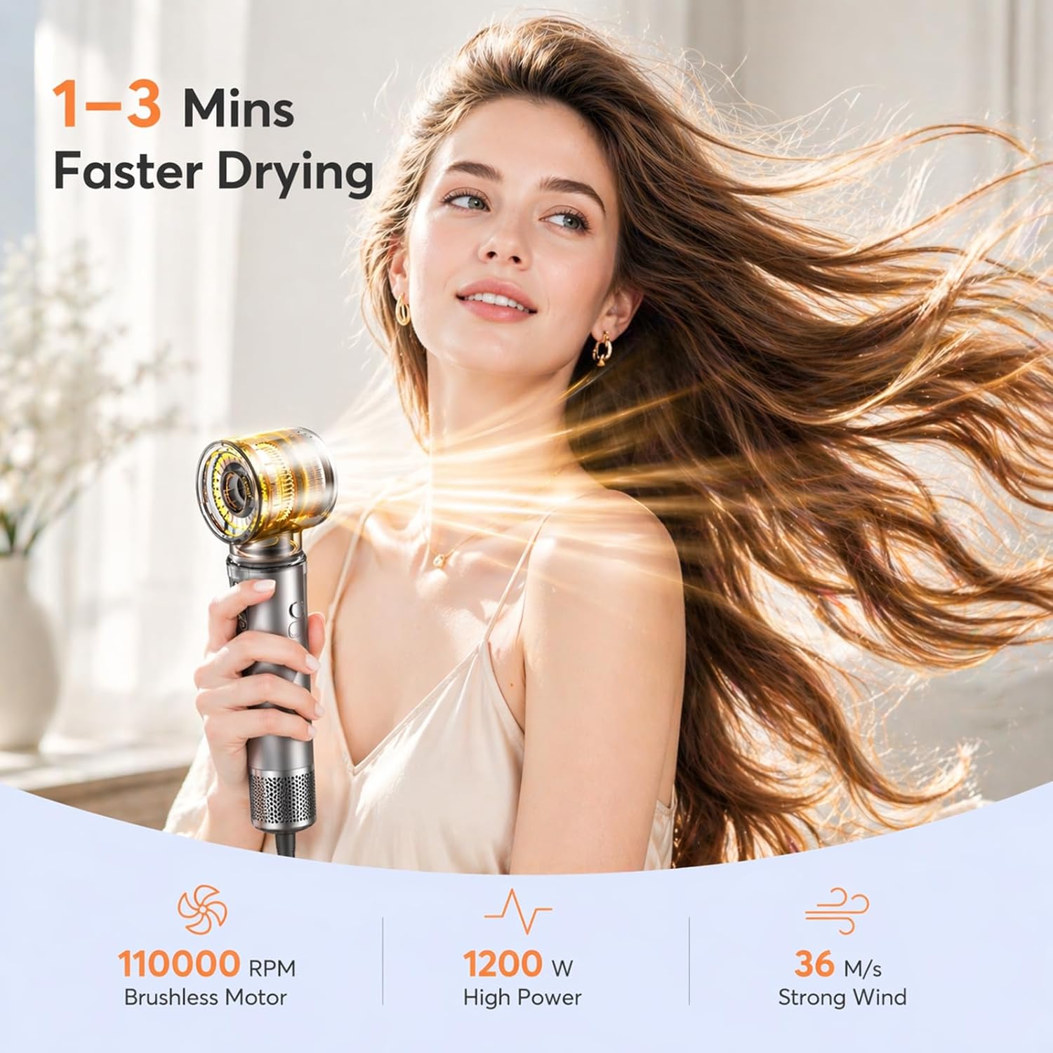 Bopcal Hot Air Styler Wrap. Multi Hair Styler Dryer Brush. 110.000 RPM Fast Drying Hair Dryer Brush with Auto Curling. No Heat Damage Ionic Styler for Curl. Straighten & Volume