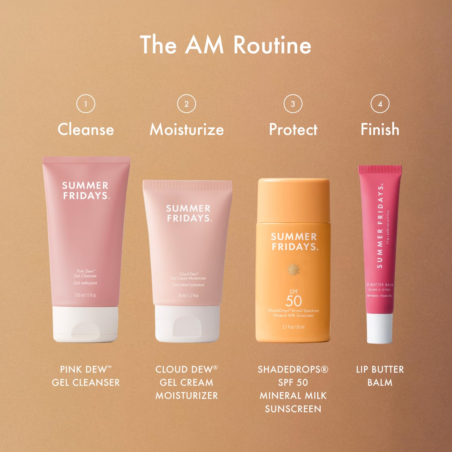 Summer Fridays Morning Trio - Travel Size Pink Dew Gel Face Wash. Cloud Dew Gel Face Moisturizer + CC Me Vitamin C + Niacinamide Serum - Brightening + Hydrating Morning Skin Care Set (3 Count)